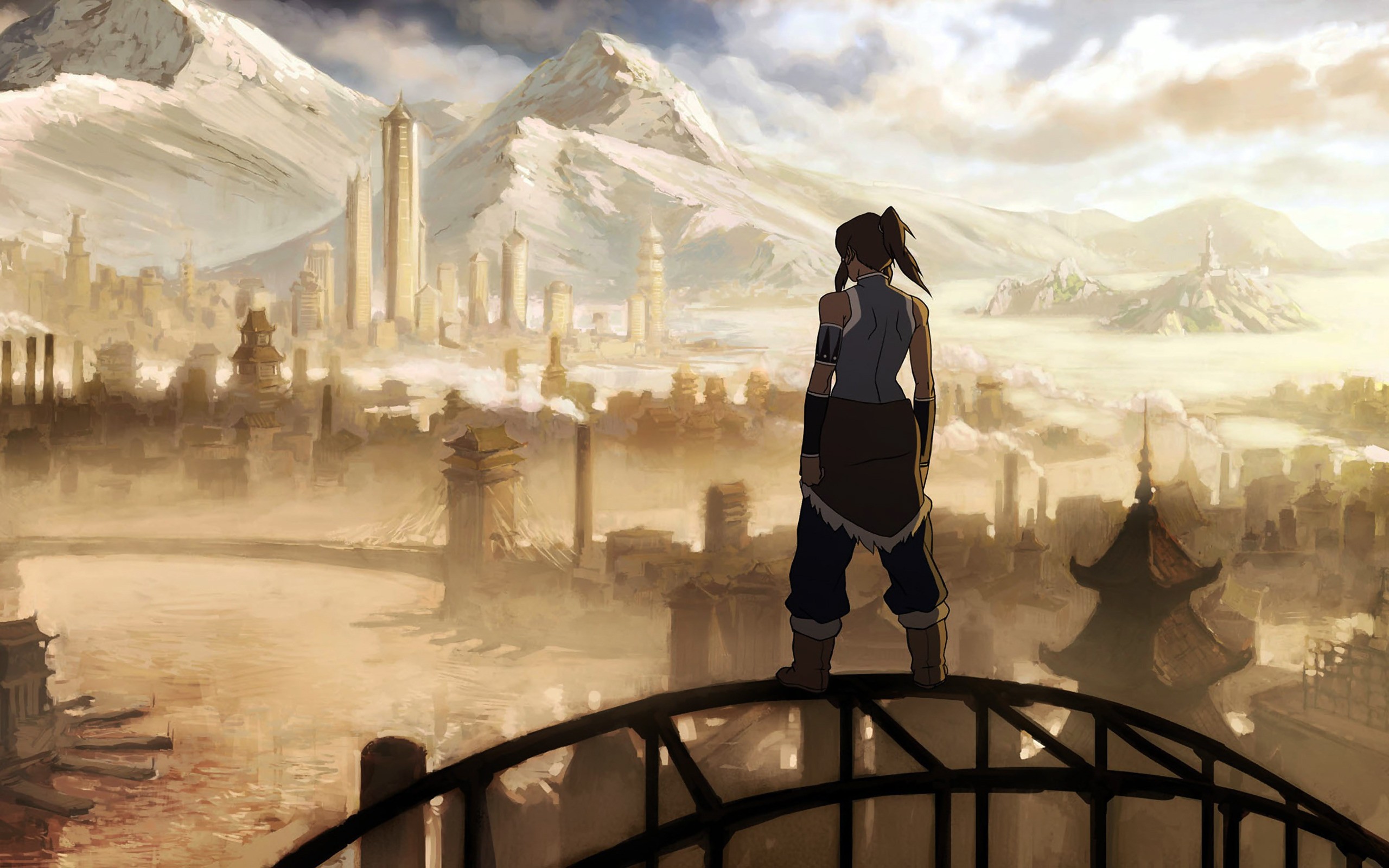 Korra The Legend Of Korra Republic City Anime Girls Fantasy City Anime Looking Into The Distance 2560x1600