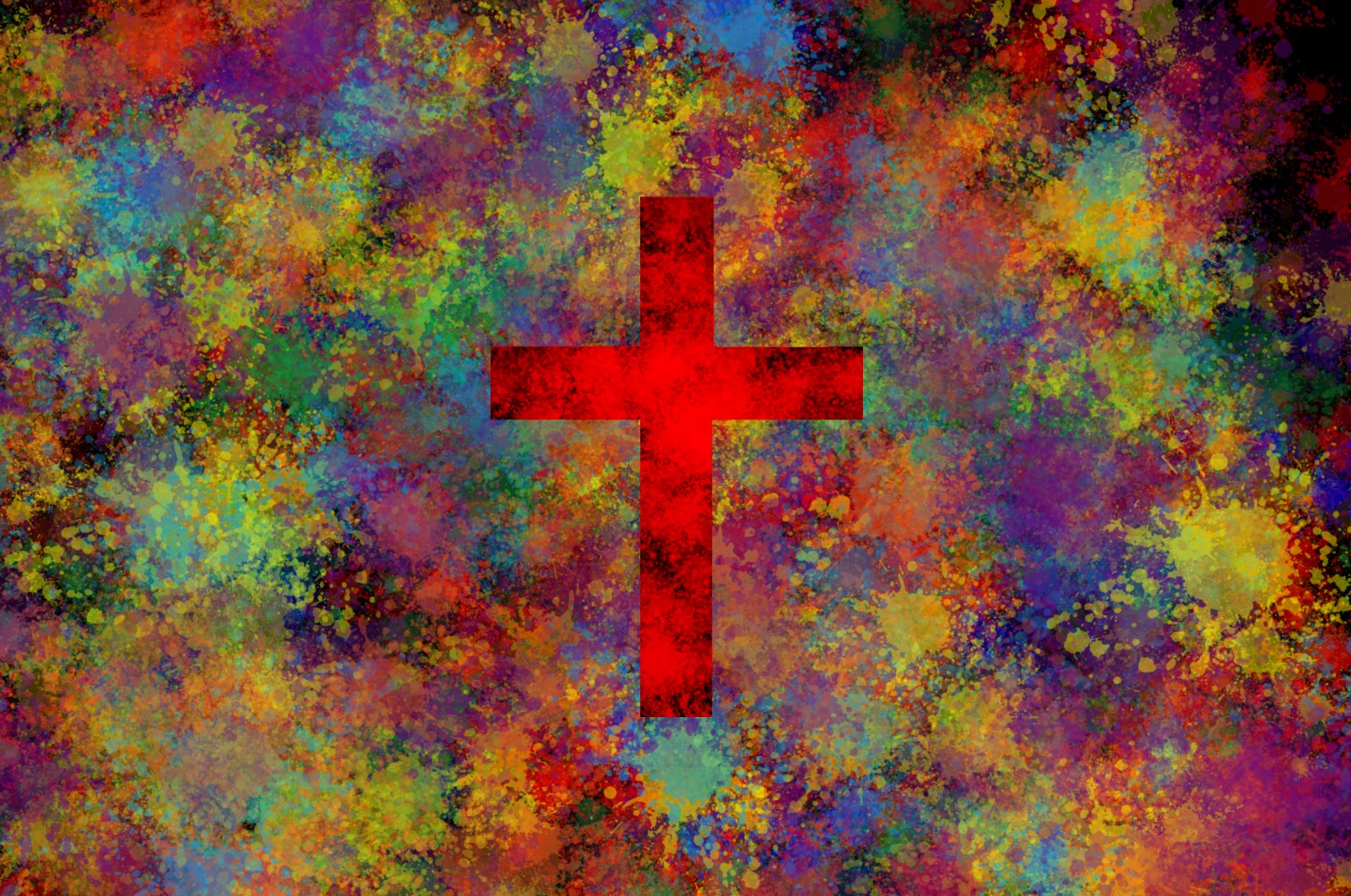 Colorful Cross Paint Splatter Crucifix 1600x1062
