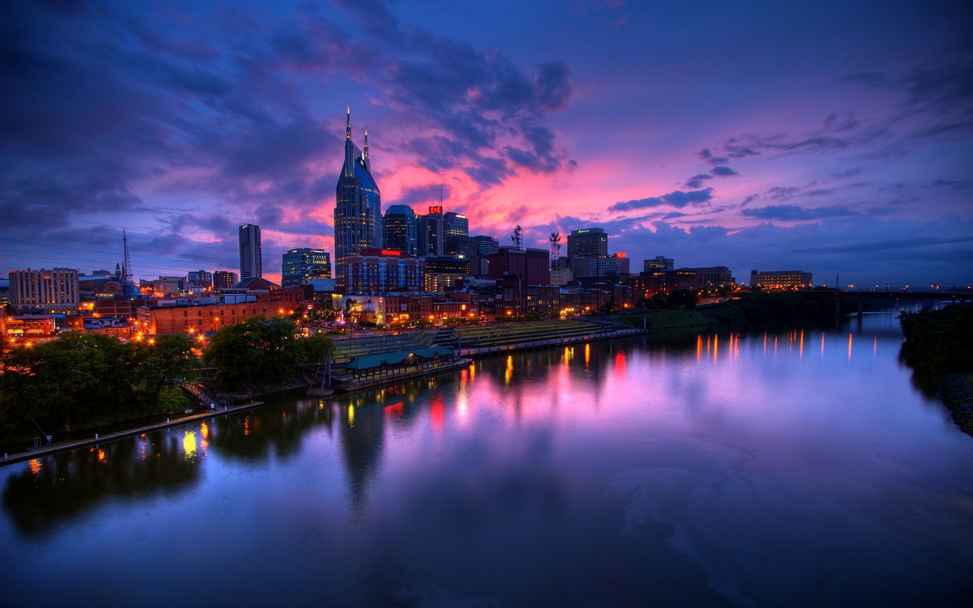 Tennessee Man Made City Nashville Night Sunset 1920x1200