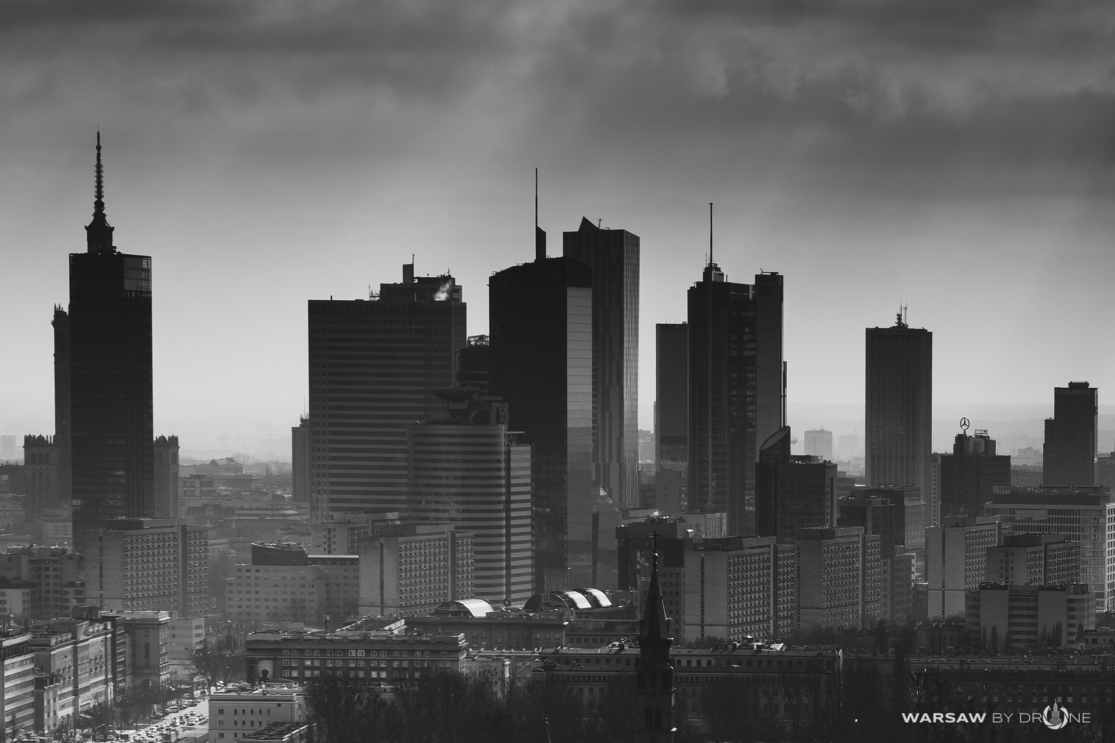 Warsaw Skyline Skyscraper Poland City Monochrome 1600x1067