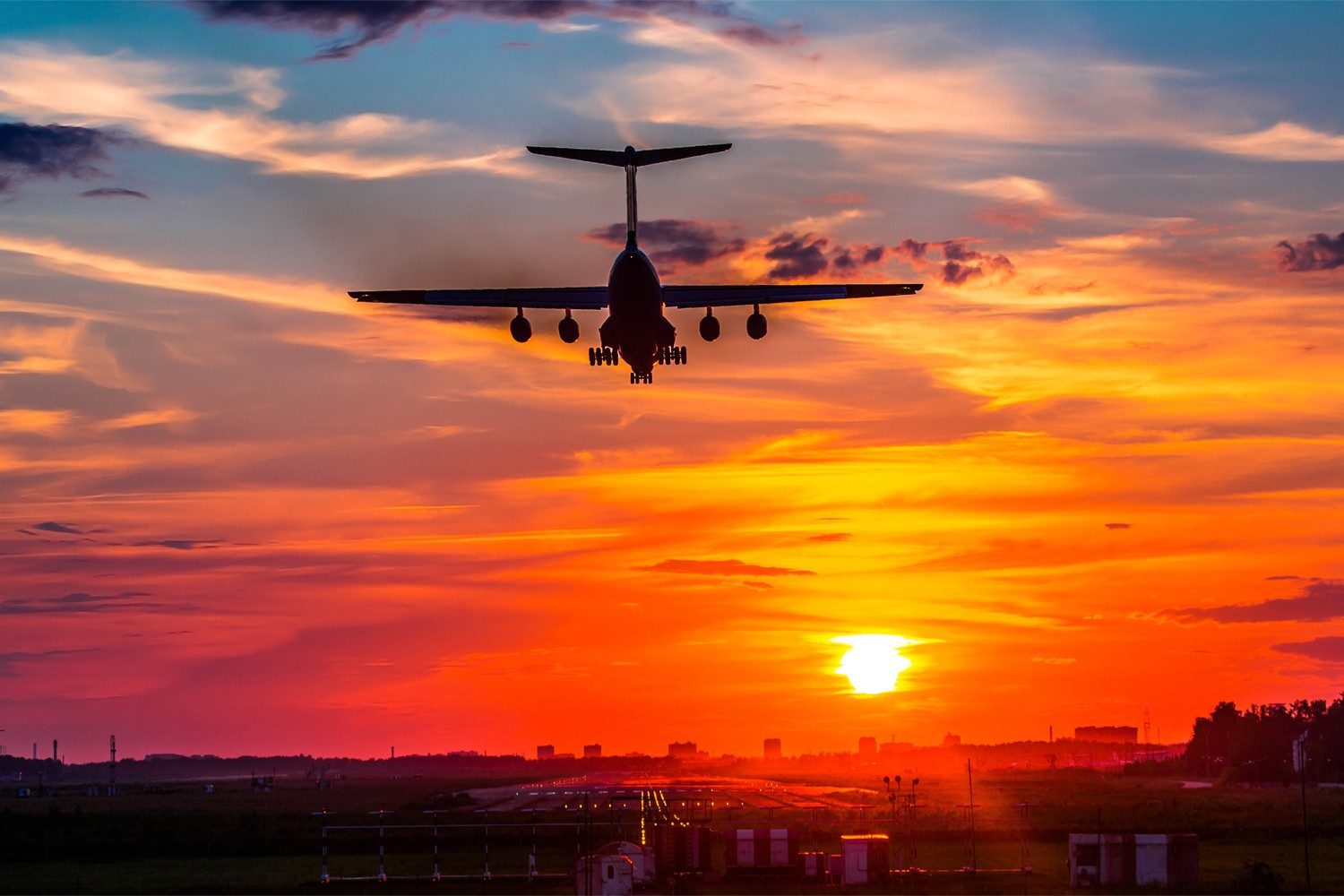 Aircraft Landing Sunset Il 76 1500x1000