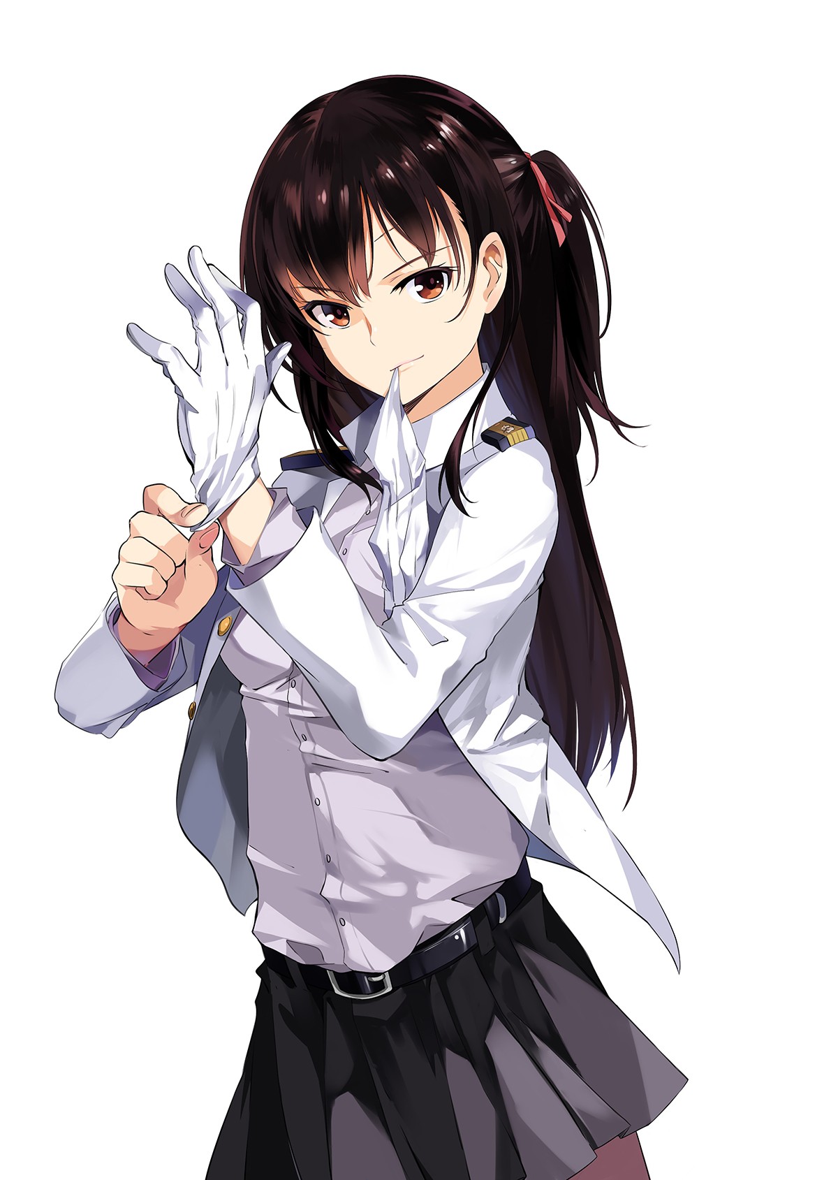 Anime Anime Girls Kantai Collection Admiral KanColle Skirt Uniform Long Hair Brunette Brown Eyes 1200x1689