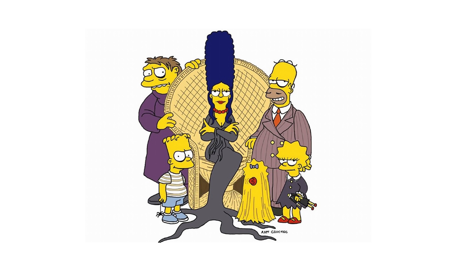 The Simpsons Homer Simpson Bart Simpson Marge Simpson Lisa Simpson Maggie Simpson The Addams Family  1920x1080
