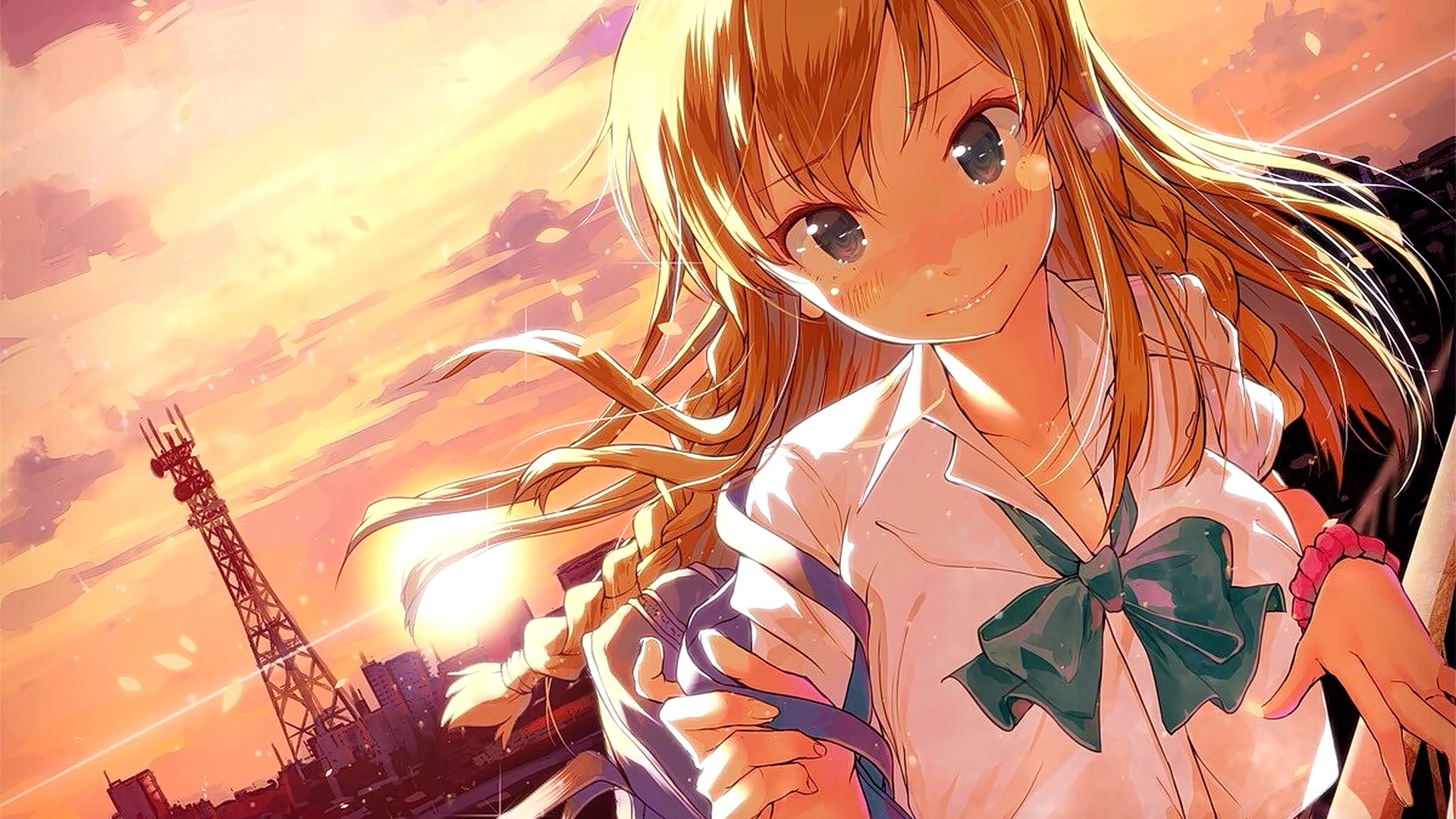 Anime Anime Girls Blonde Long Hair Blue Eyes Smiling Sky Clouds THE IDOLM STER Million Live 1920x1080