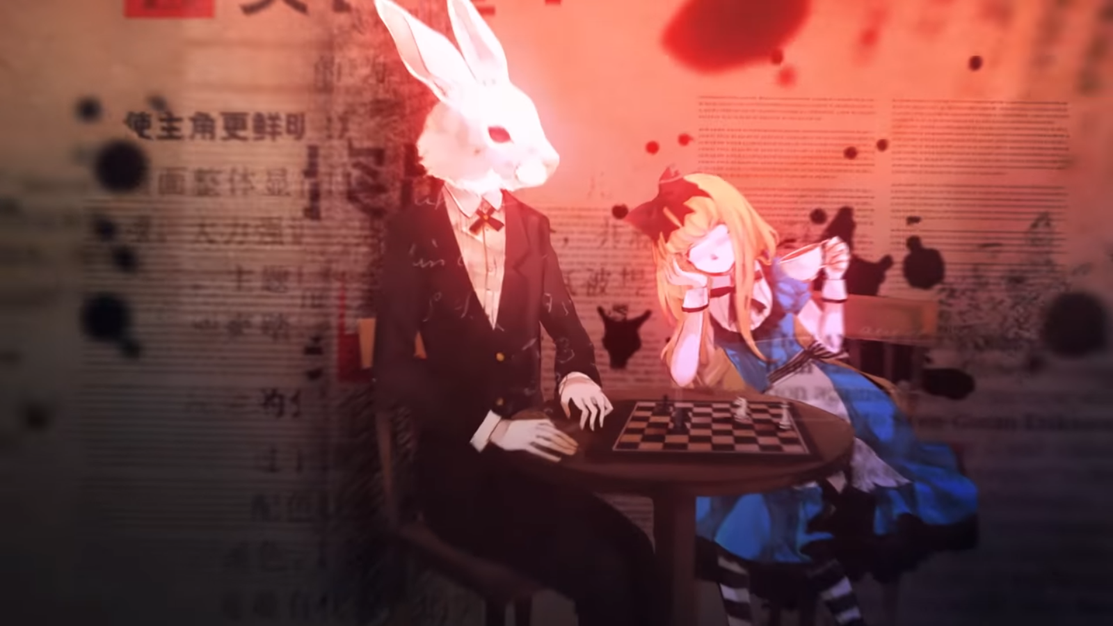 Anime White Rabbit Alice Chess Alice In Wonderland 1600x900
