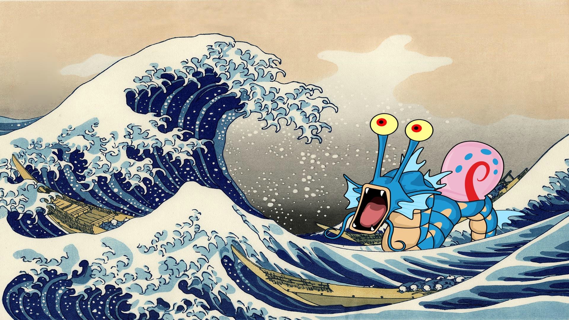 Gyarados The Great Wave Off Kanagawa Humor 1920x1080