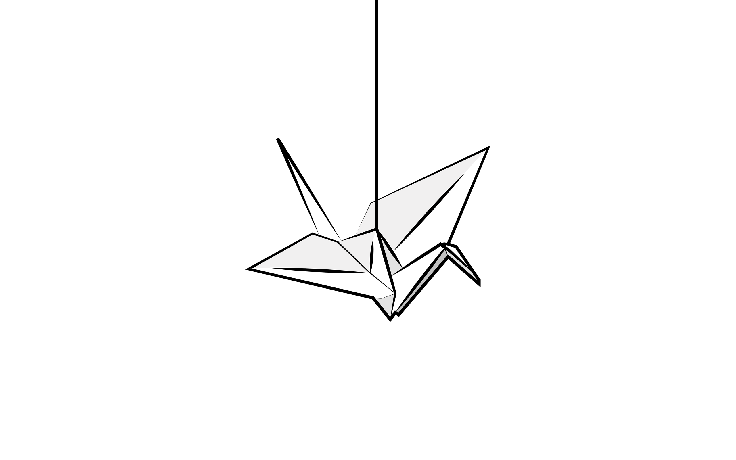 Origami Cranes Bird Simple Background White Background 2560x1600