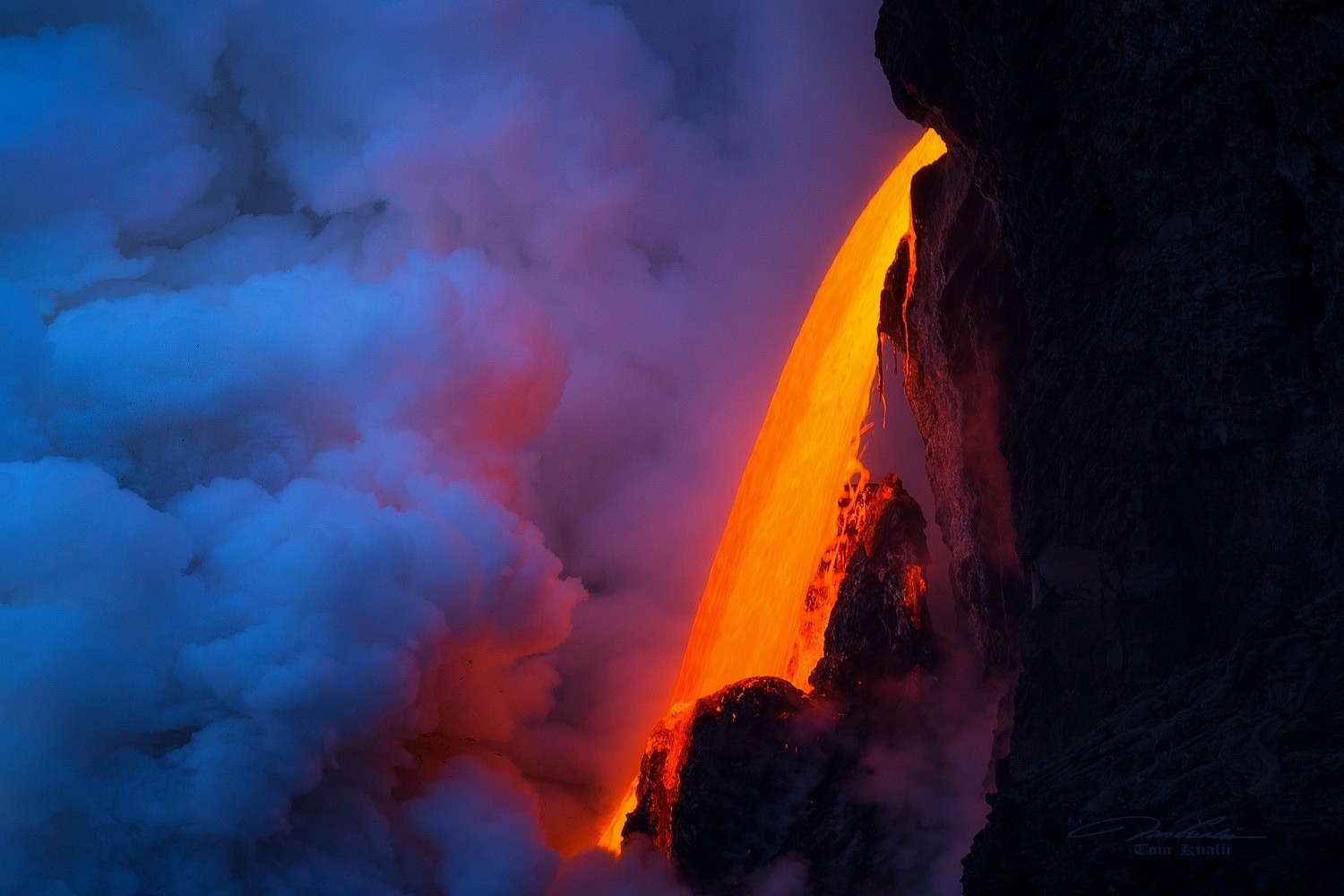 Nature Lava Clouds Volcano Eruptions Hawaii Rocks Tom Kualii Colorful Smoke 1500x1000