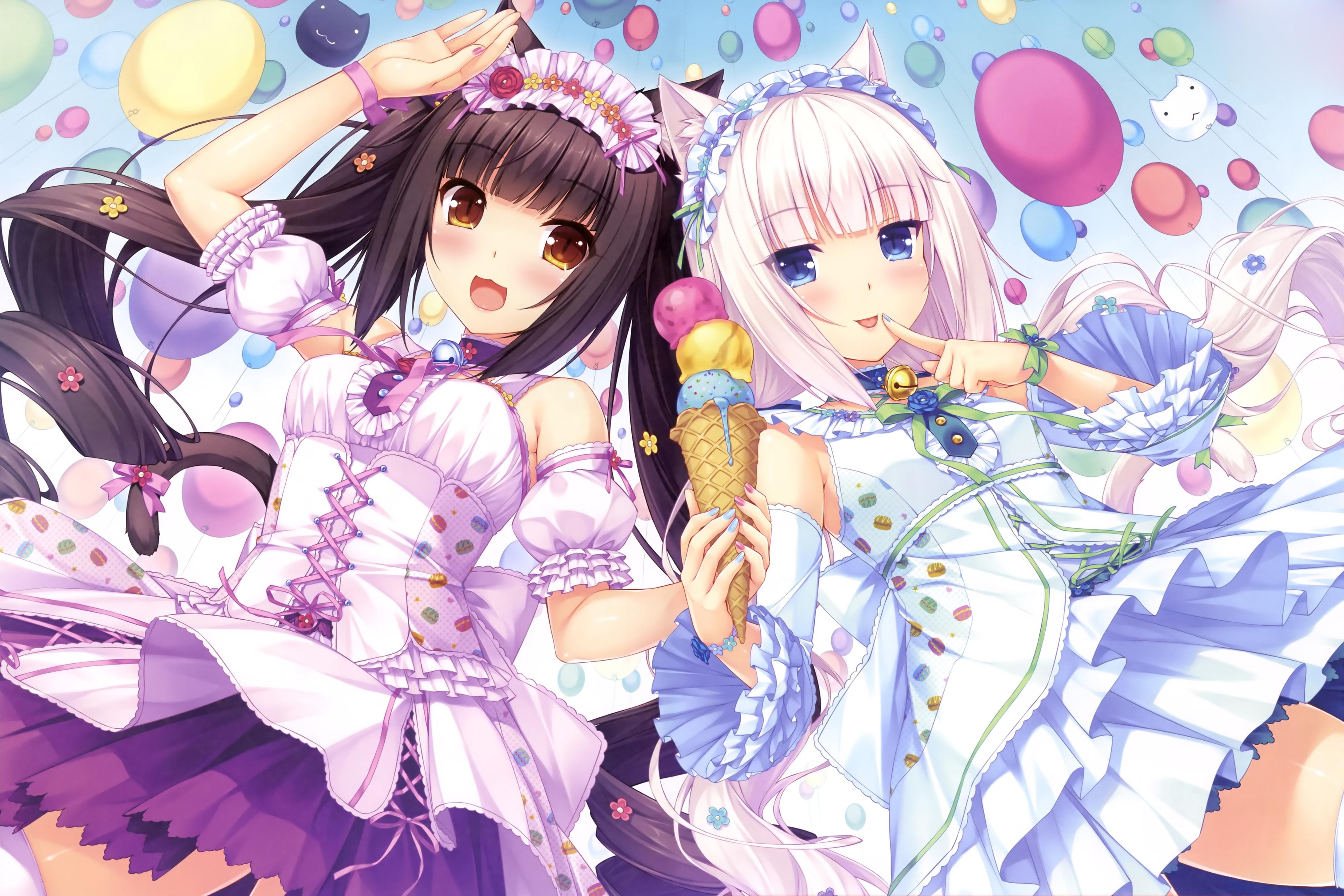 Anime Girls Anime Cat Girl Ice Cream Neko Para Chocolat Neko Para Vanilla Neko Para Visual Novel Bal 4000x2668
