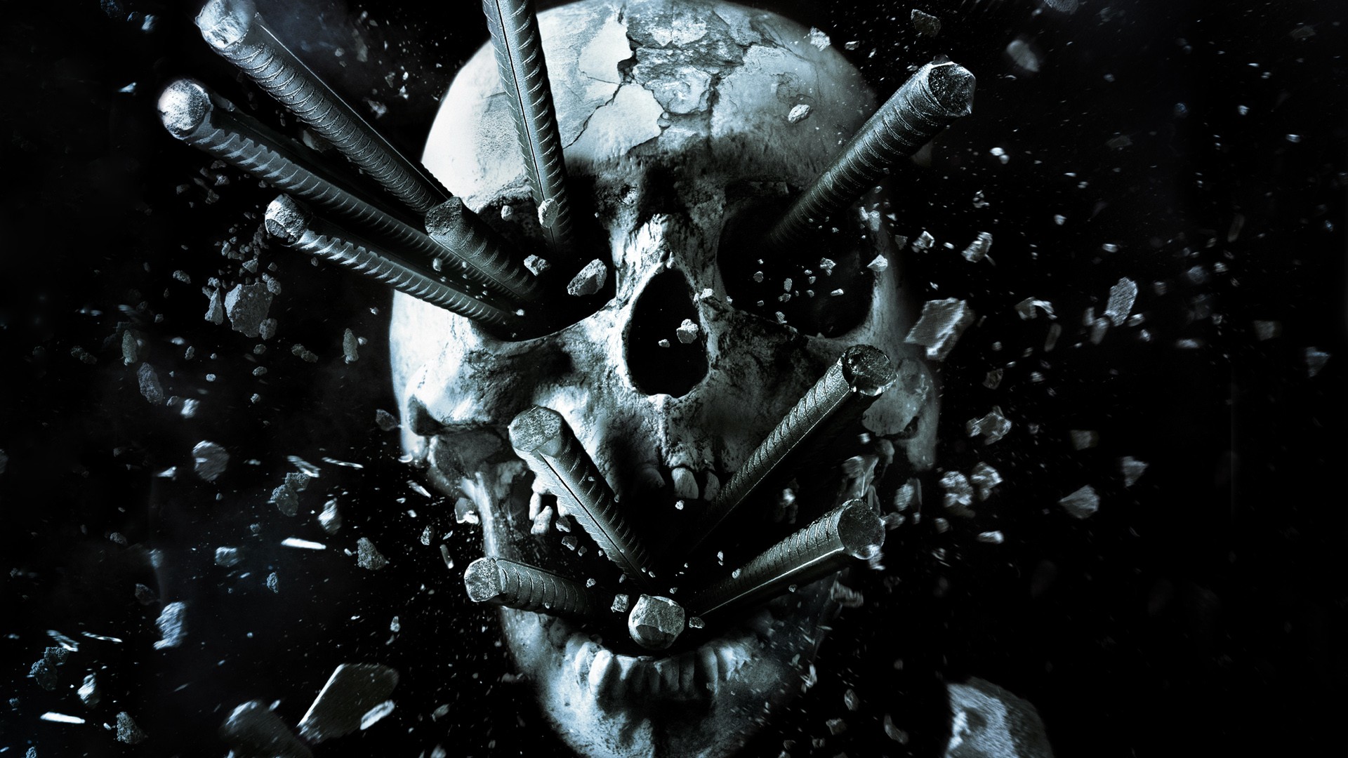 Digital Art Dark Metal Skull Broken Shrapnel Black Background Movies Final Destination 1920x1080
