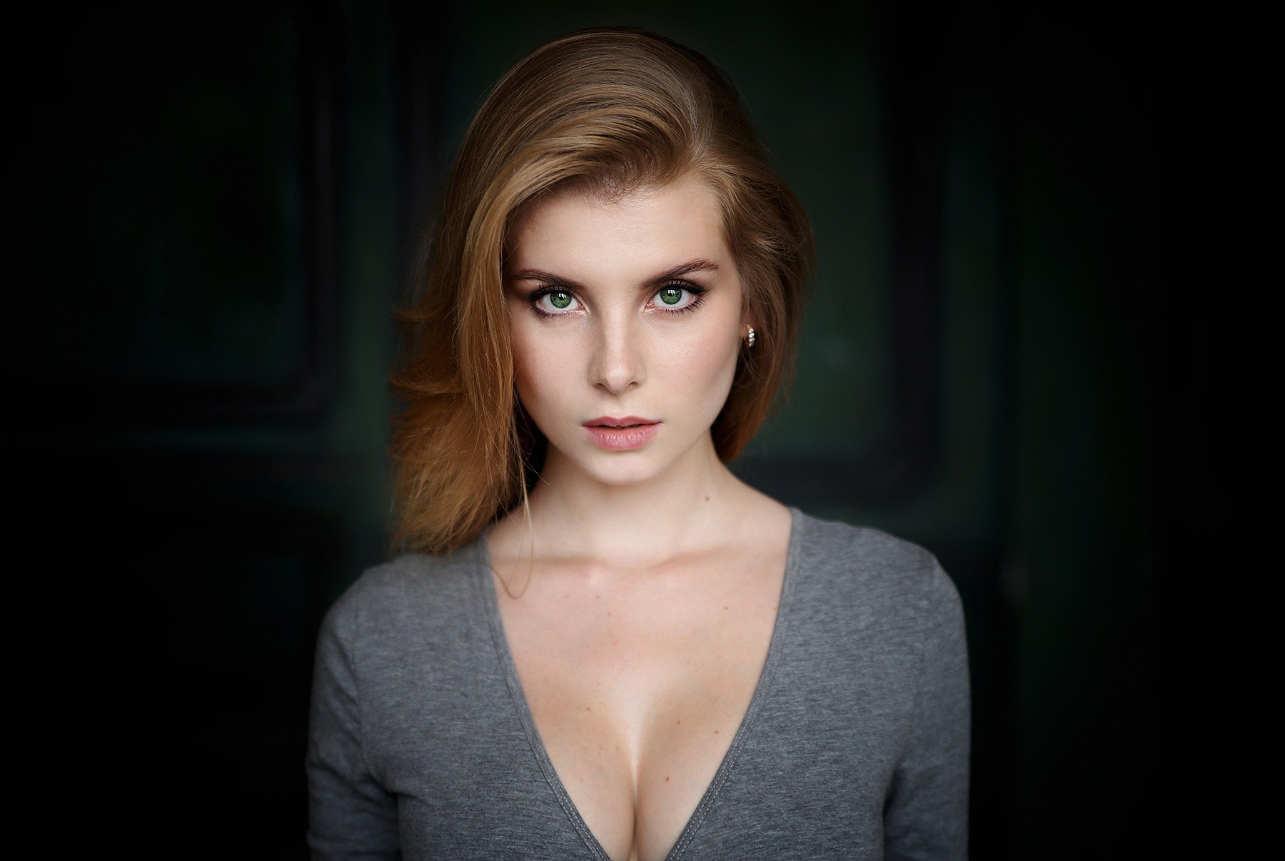 Women Model Face Green Eyes Brunette Portrait Depth Of Field Vladimir Miloserdov Irina Popova Blonde 1800x1206