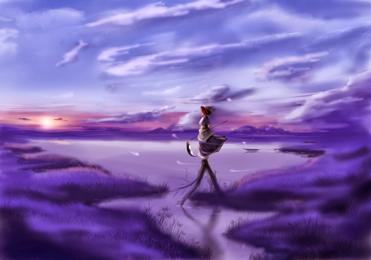Anime Girls Artwork Touhou Onozuka Komachi Anime Sky Landscape 1200x840