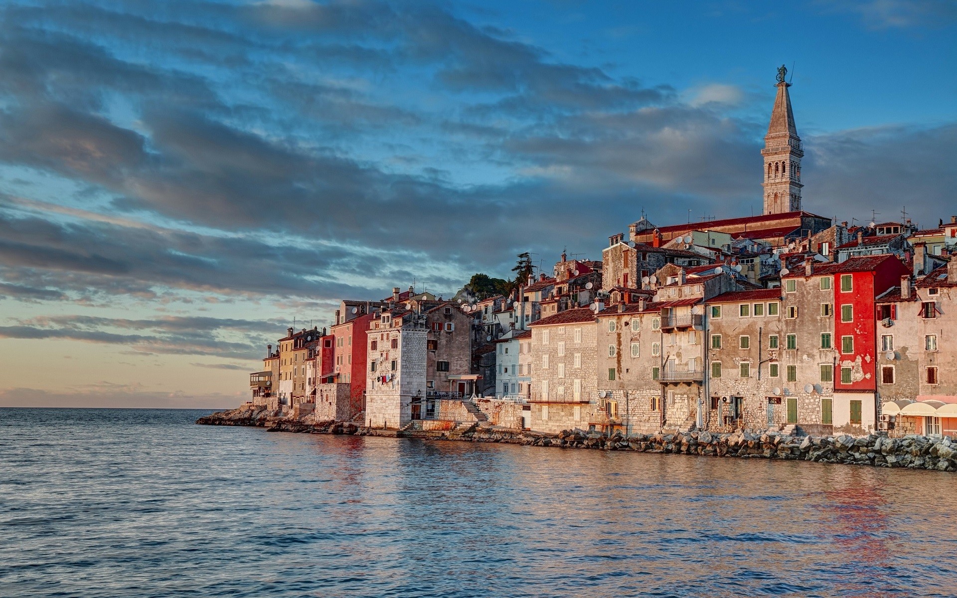 Rovinj Croatia Sea Building Cloud Tower Town 1920x1200