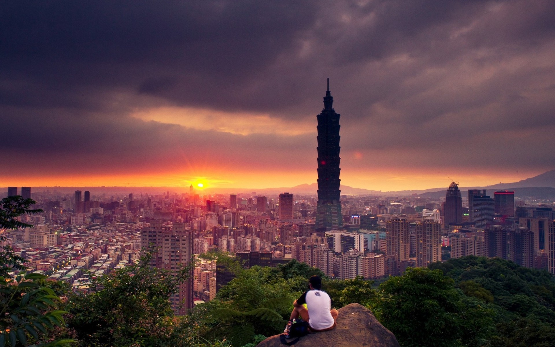 Taipeh Cityscape Taipei Taipei 101 Sunrise Overcast 1920x1200