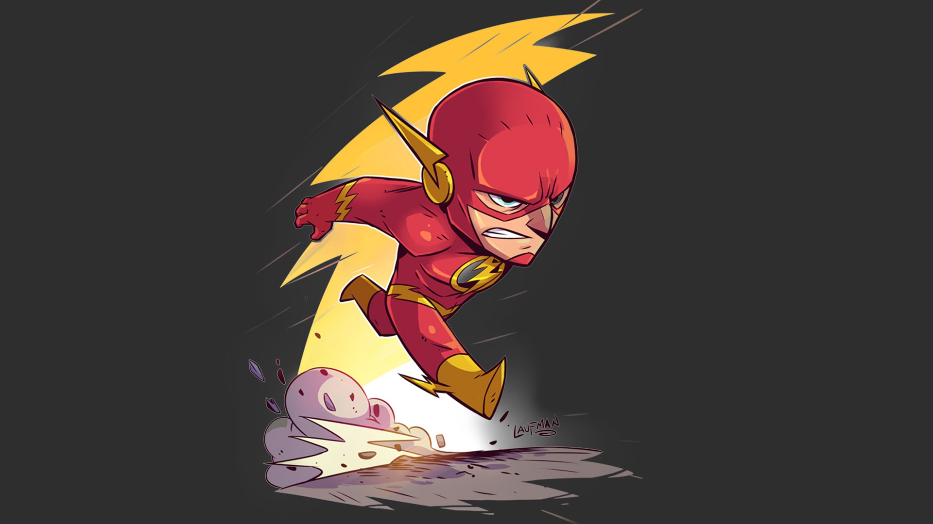 The Flash DC Comics Chibi Minimalism Hero Superhero Flash Derek Laufman 1920x1080