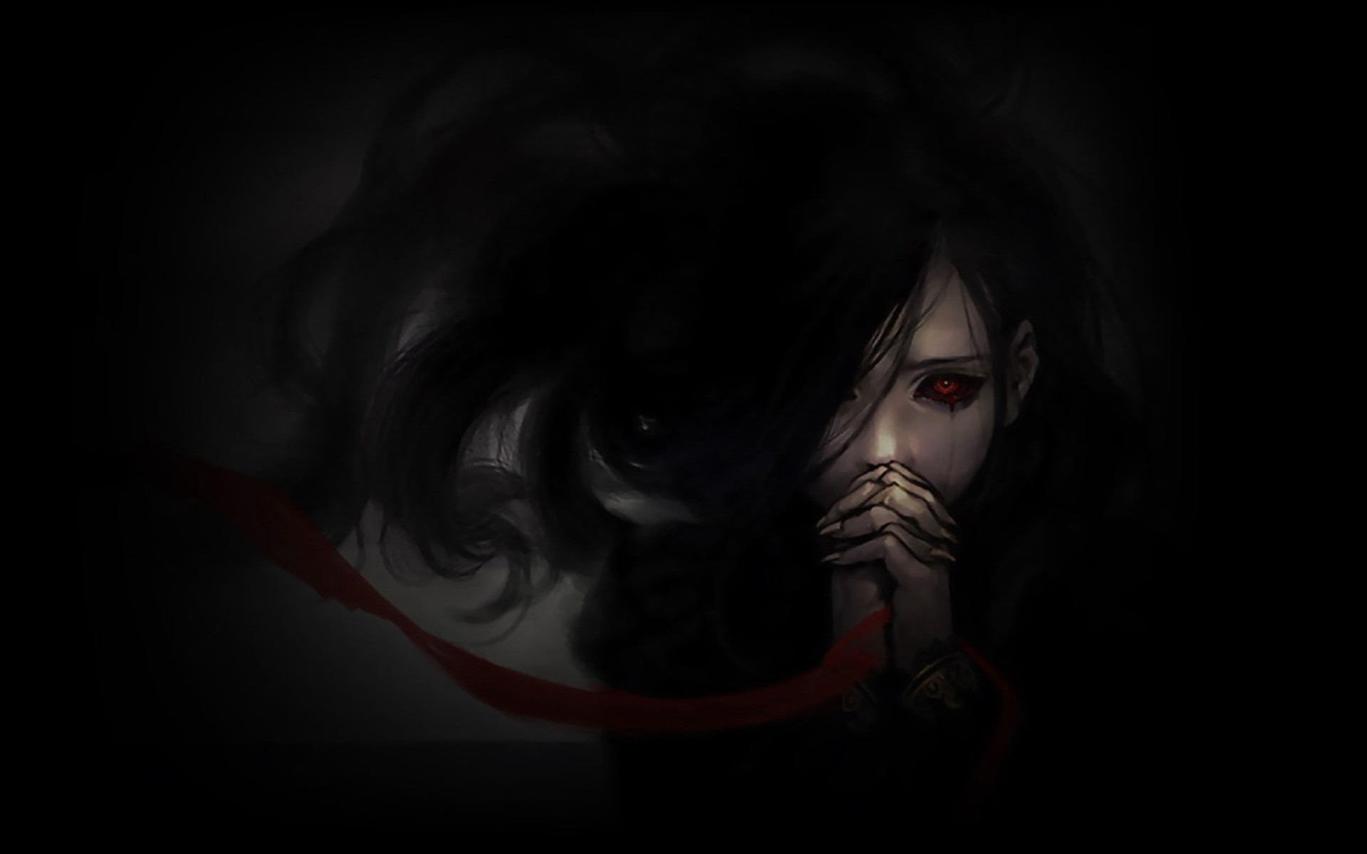 Blacked Out Eyes Anime Girls Red Eyes Dark 1920x1200