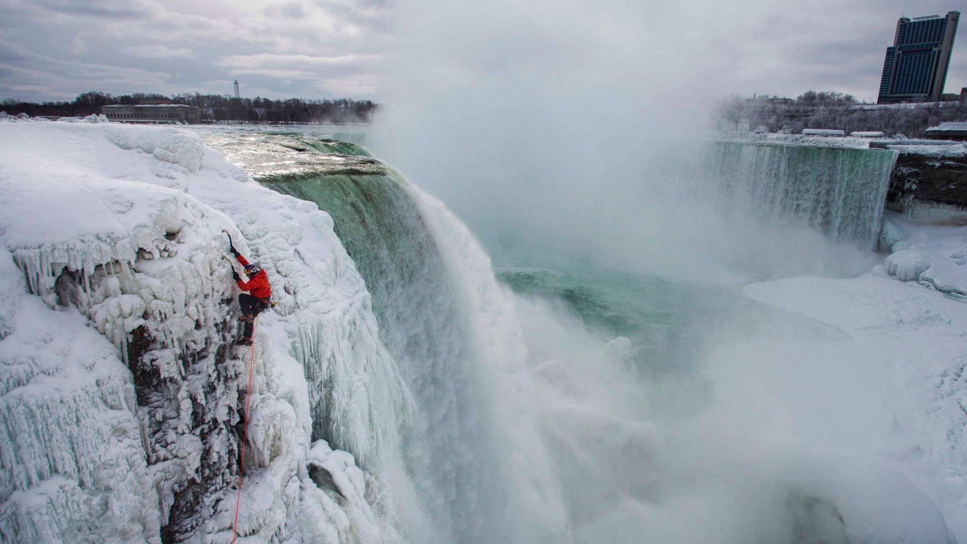 Winter Snow Nature Landscape Niagara Falls Ice Climbing Men Building 2015 Rock Water Waterfall 1920x1080