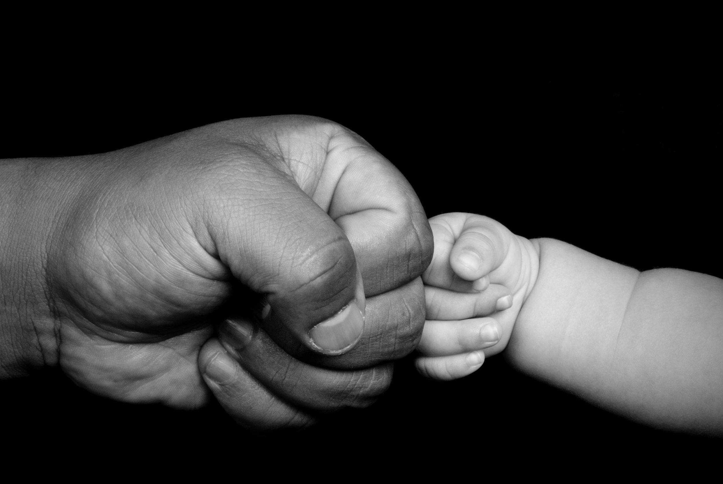 Hands Monochrome Baby Fists Fist Black Background 2500x1674