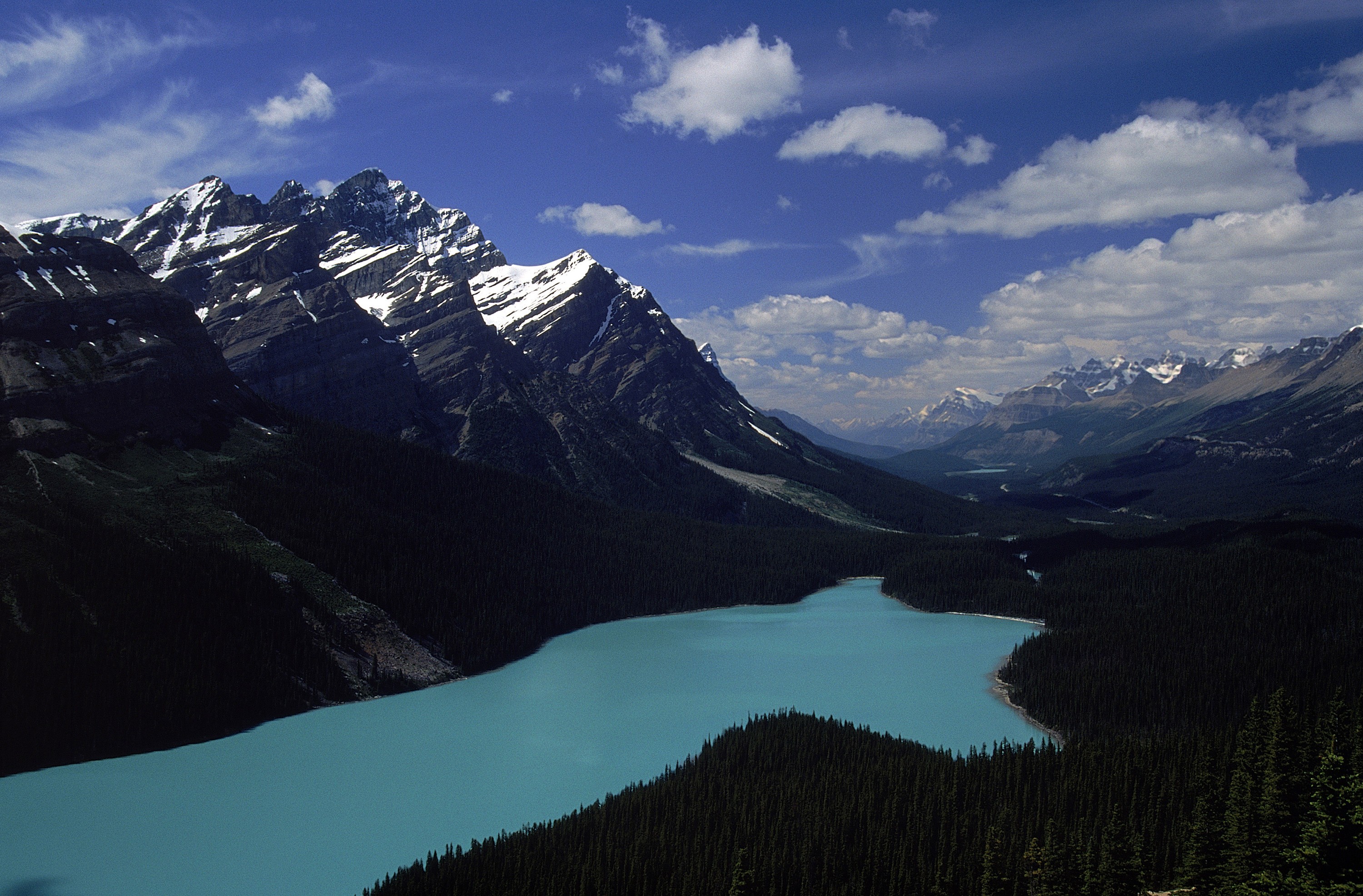 Nature Lake Landscape Snow Mountains Clouds Peyto Lake Banff National Park 3000x1973