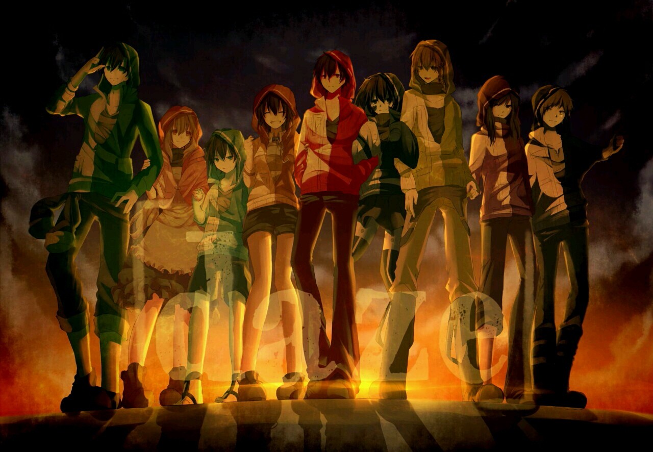 Mekakucity Actors Yellow Background Anime Kagerou Project 1280x886