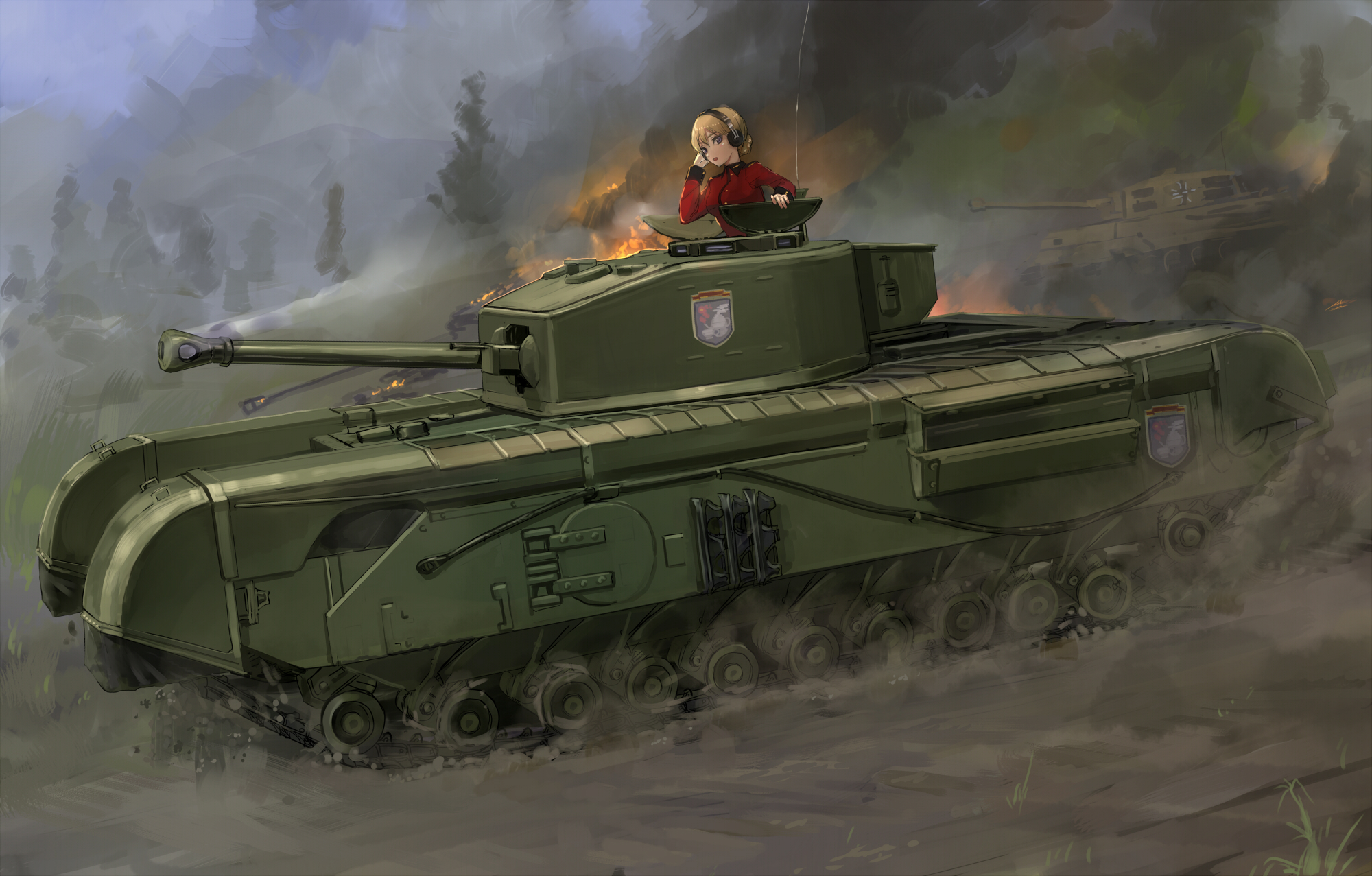 Girls Und Panzer Darjeeling Churchill Mk Vii Tank Anime Girls 2000x1277