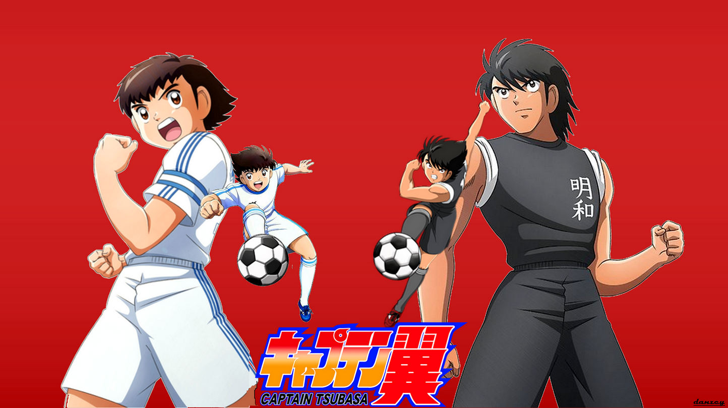 Captain Tsubasa Anime Boys Anime Soccer Soccer Ball Red Background Simple Background 1444x810