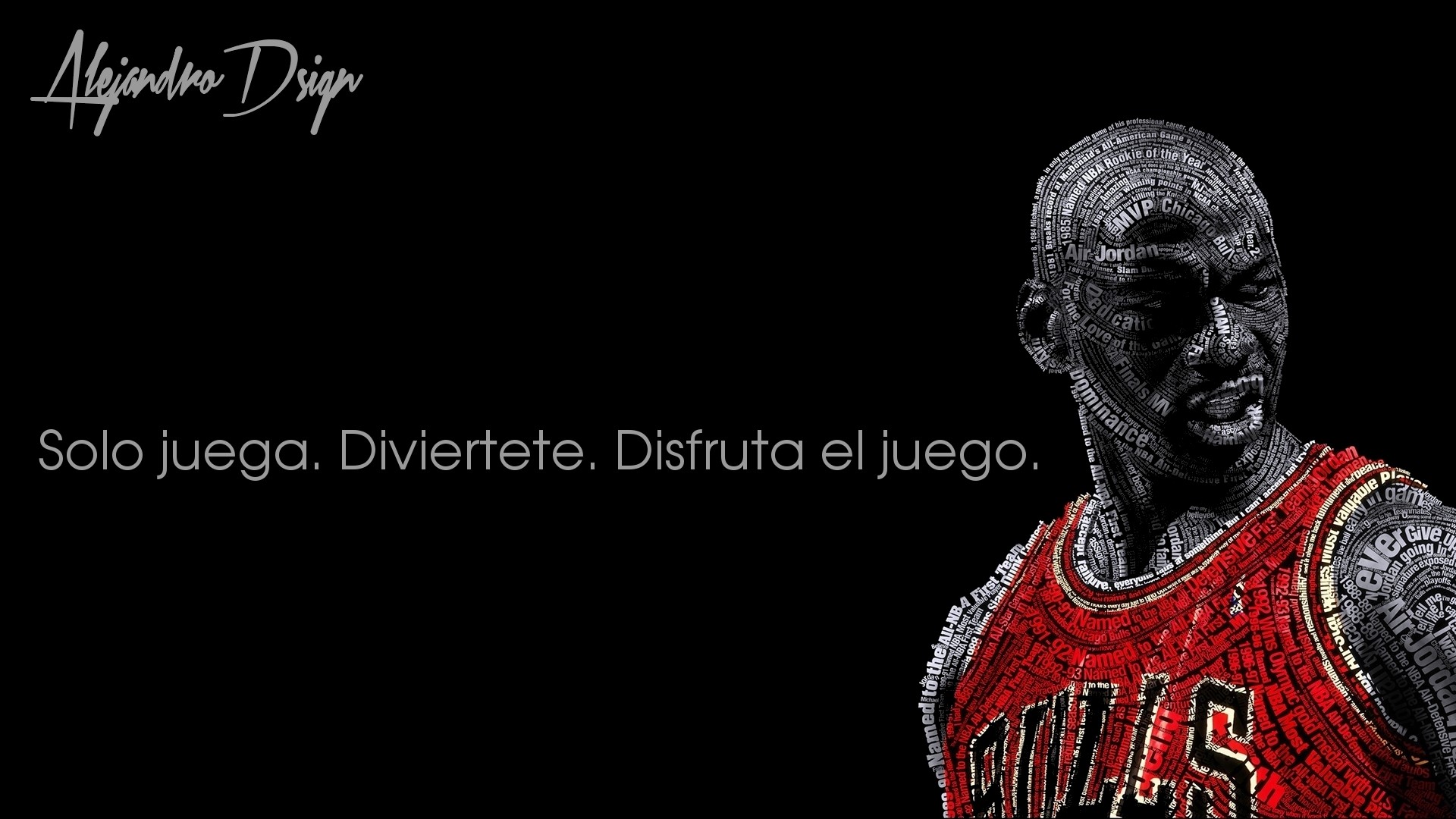Michael Jordan Typographic Portraits Chicago Bulls Basketball Black Background Quote 1920x1080