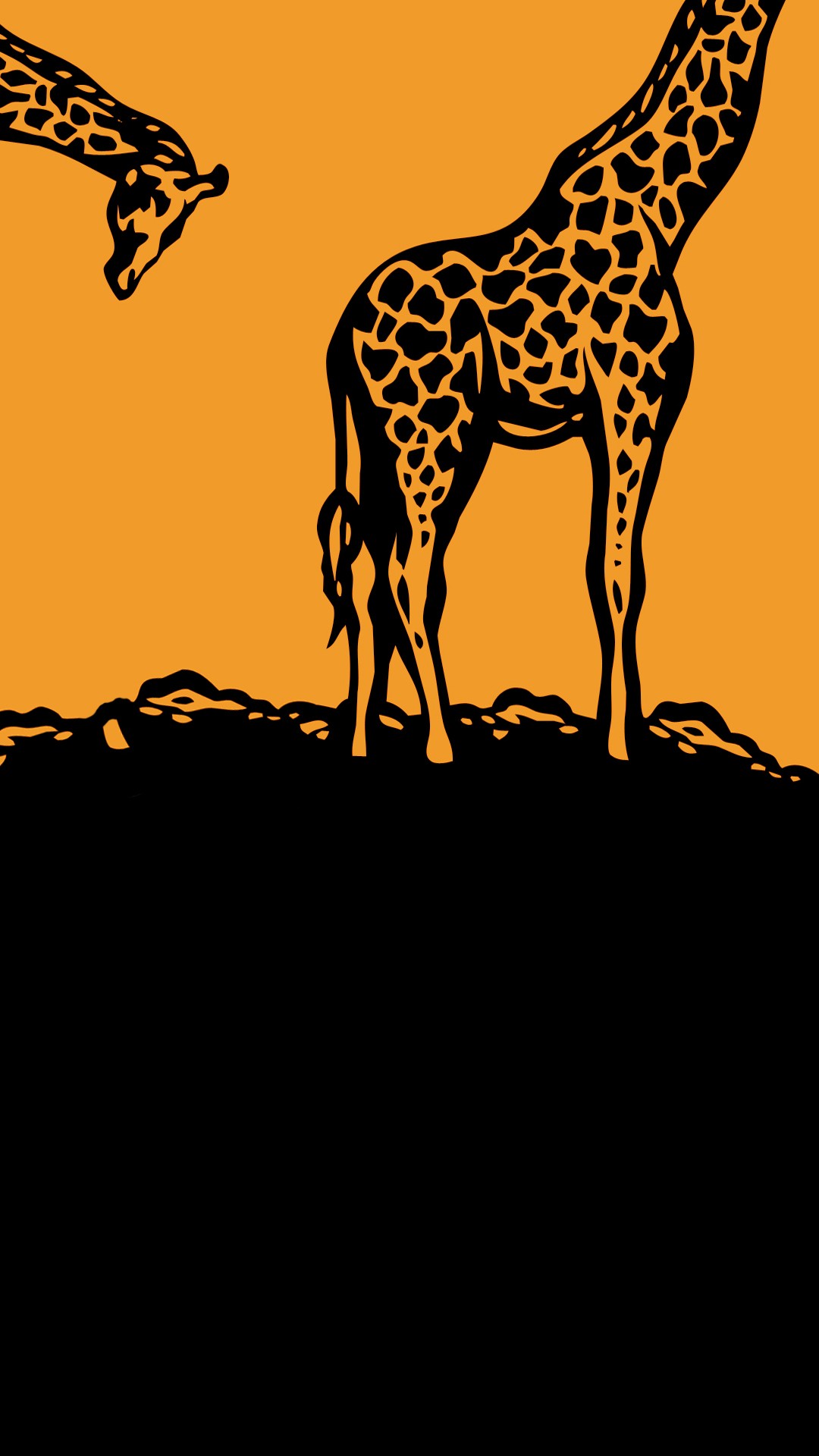Portrait Display Minimalism Animals Giraffes Digital Art Black Orange Humor 1080x1920