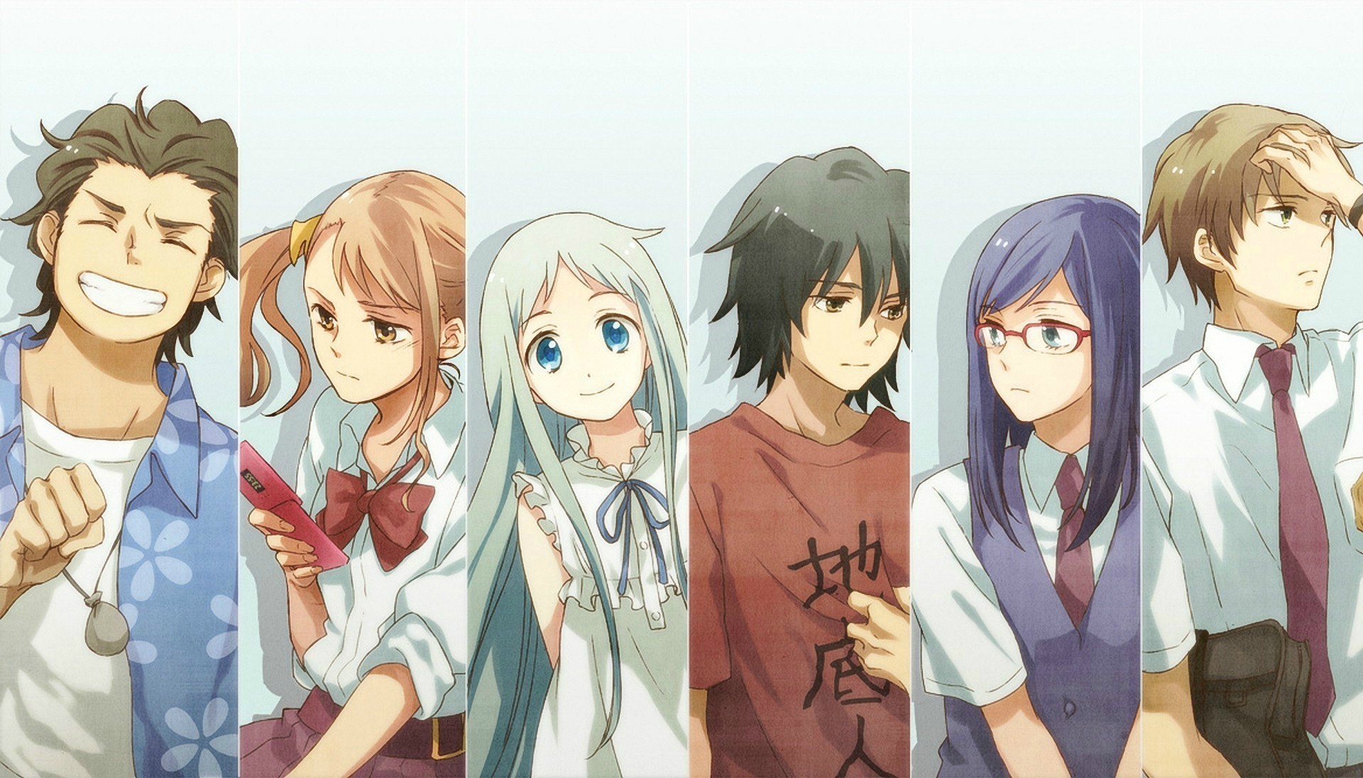 Ano Hi Mita Hana No Namae Wo Bokutachi Wa Mada Shiranai Collage Anime Girls Anime Boys Blue Eyes Ani 1920x1096