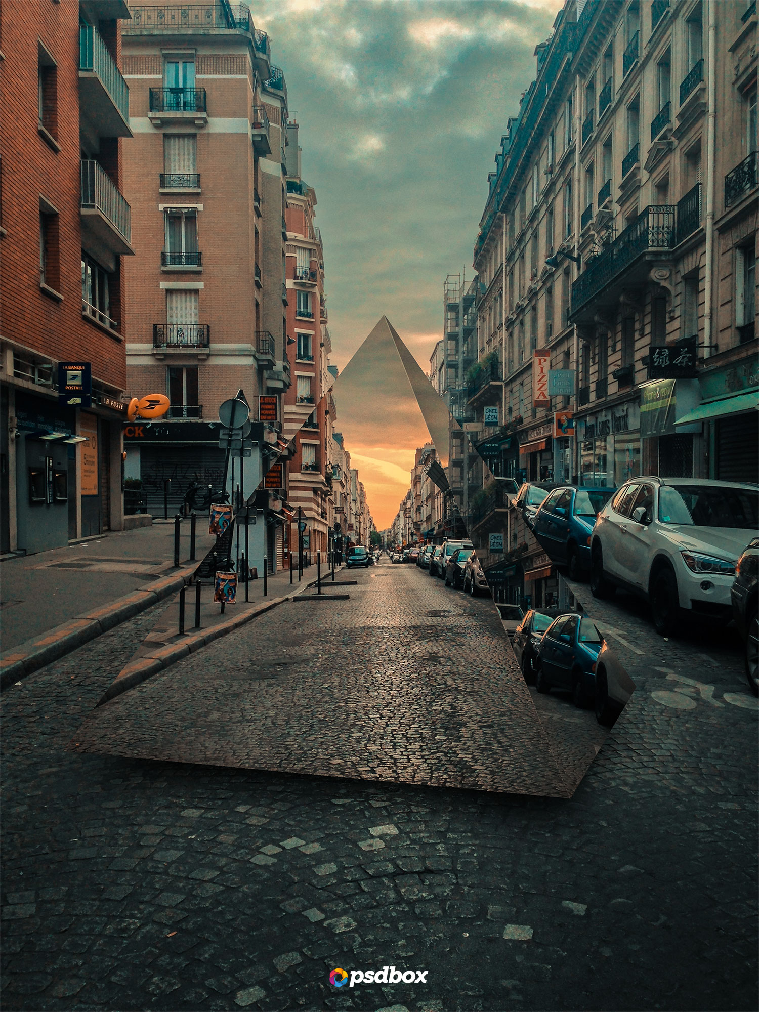 Andrei Oprinca Photo Manipulation Photoshop Street Car City 3D Mirror Optical Illusion Pyramid 1500x2000
