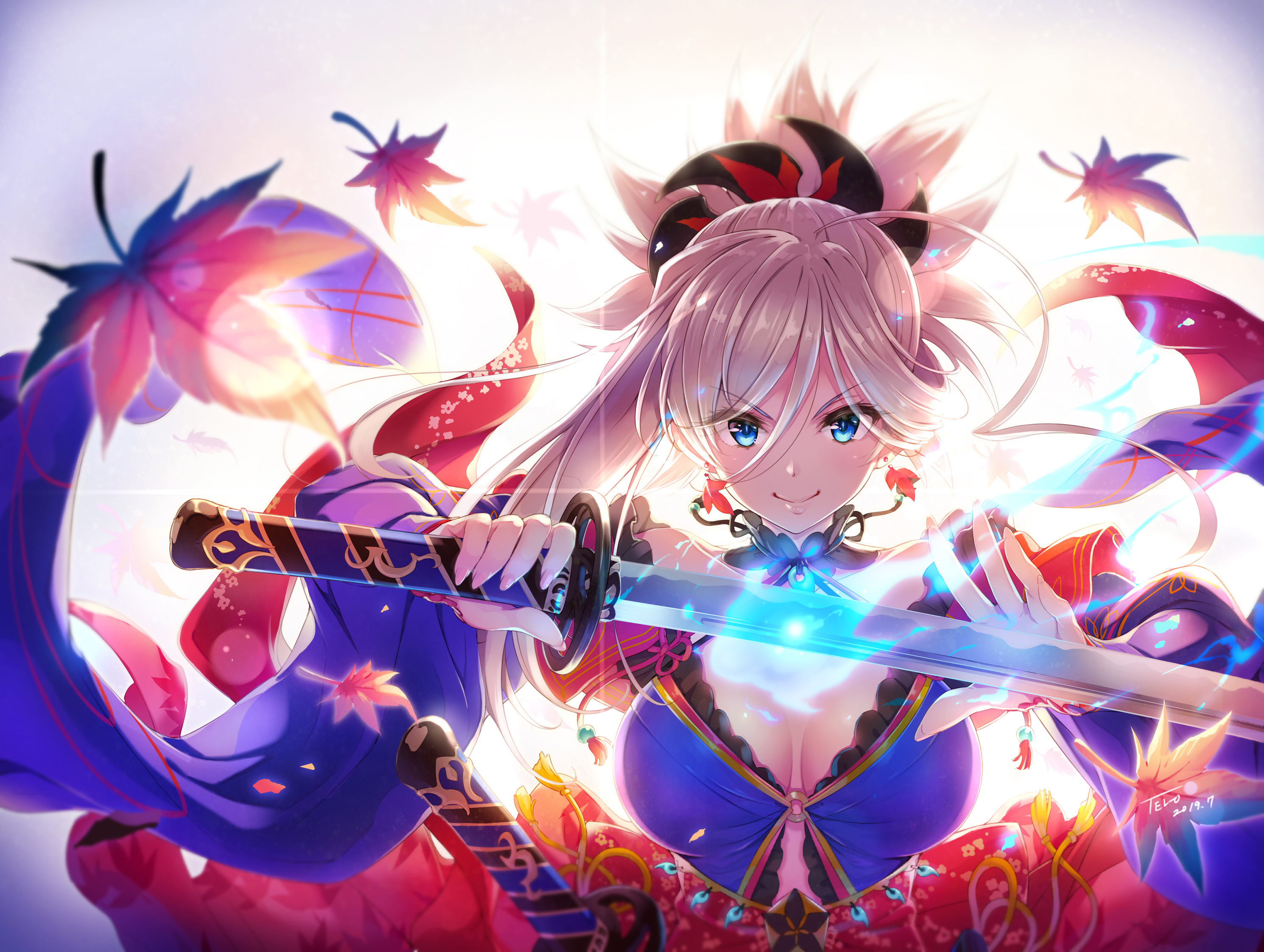 Miyamoto Musashi Fate Grand Order Fate Grand Order Fate Series Anime Anime Girls Blue Eyes Looking A 2980x2245