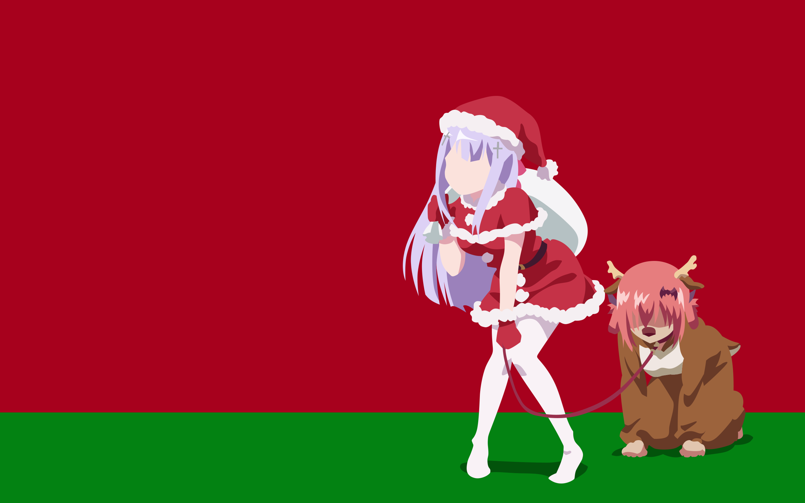 Gabriel Dropout Raphiel Ainsworth Shiraha Minimalism Simple Background Anime Girls Santa Hats Santa  2560x1600