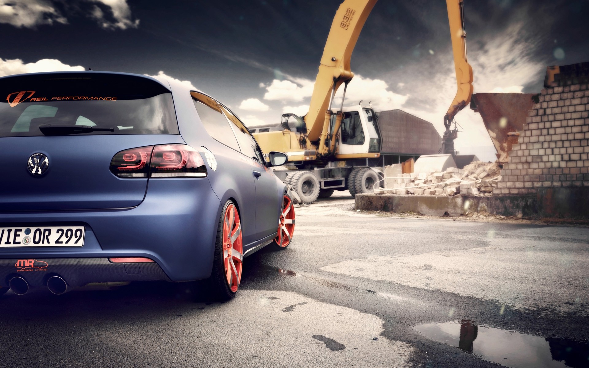 Car Vehicle Blue Cars Numbers Construction Site 1920x1200