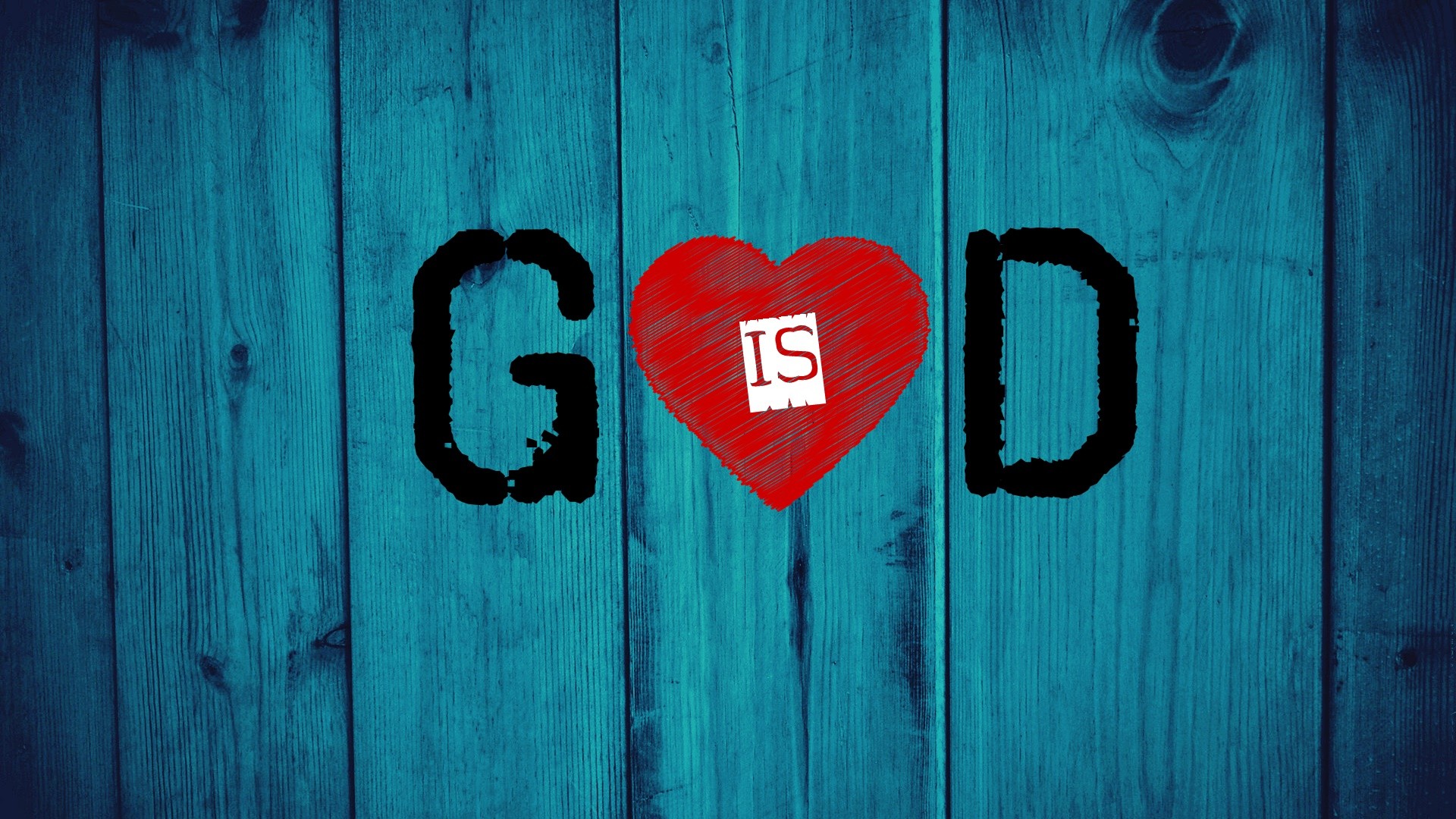 God Christianity Love Wood Heart Blue Electric Blue Red Cyan 1920x1080