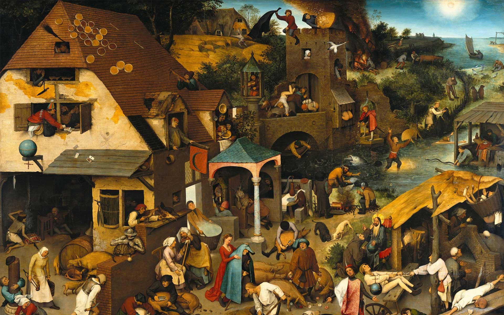 Artwork Painting Pieter Bruegel Classic Art Peasants Villages 1920x1200