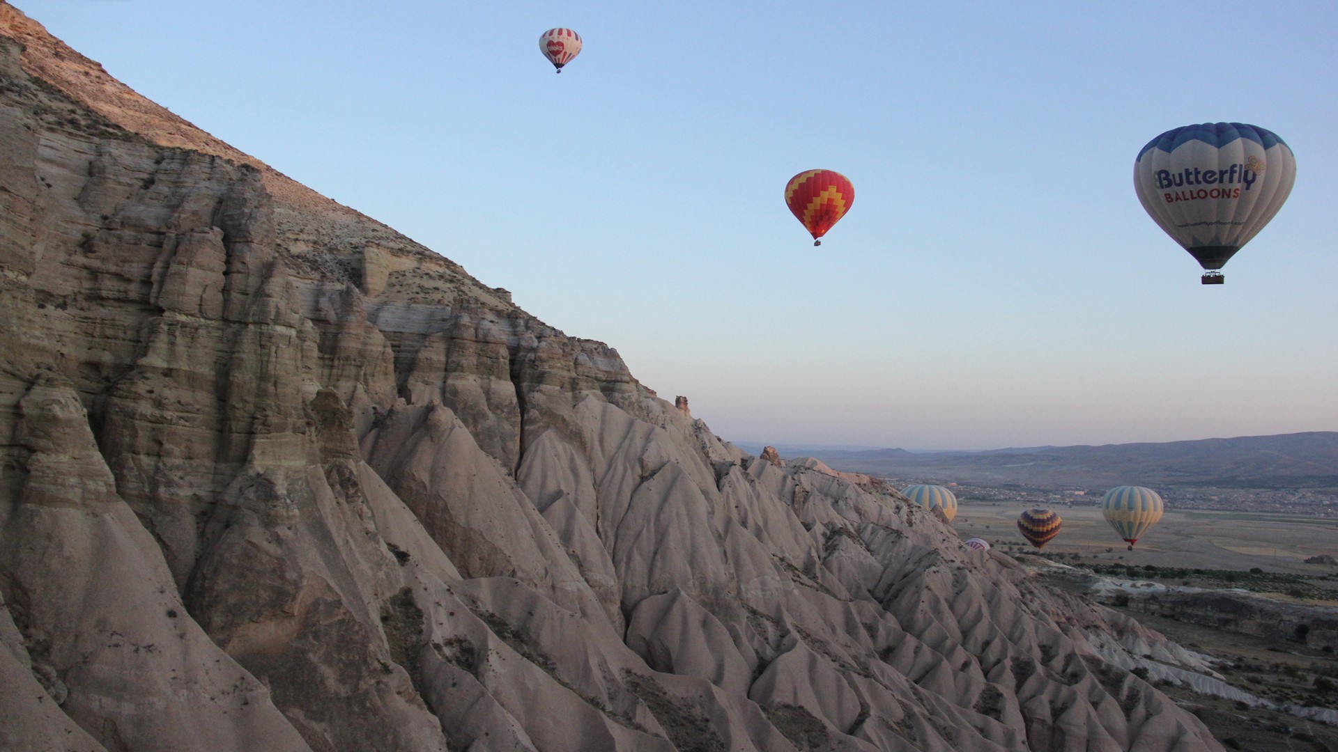Hot Air Balloons Landscape Mountains Cappadocia Rock Formation 1920x1080