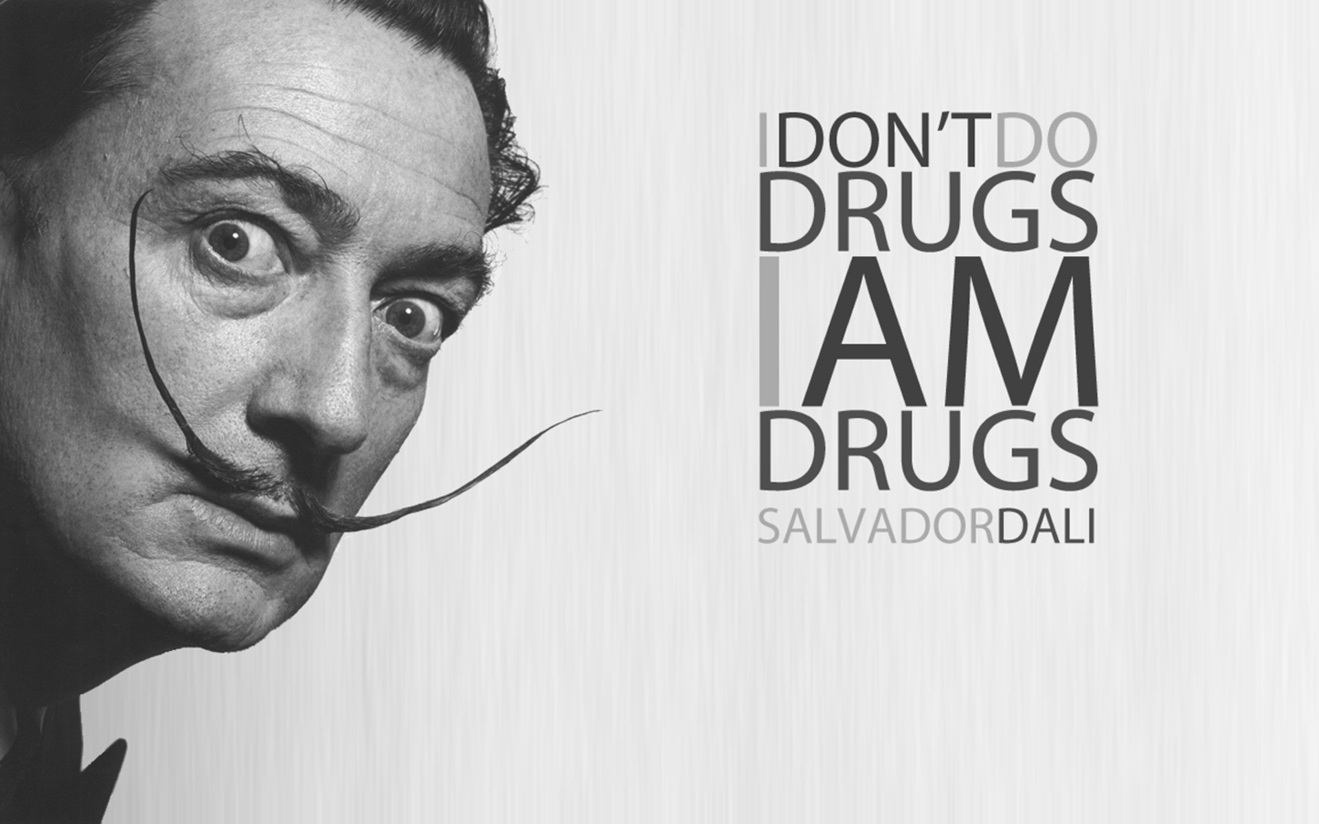Salvador Dali Typography Painters Moustache Portrait Men Monochrome 1920x1200
