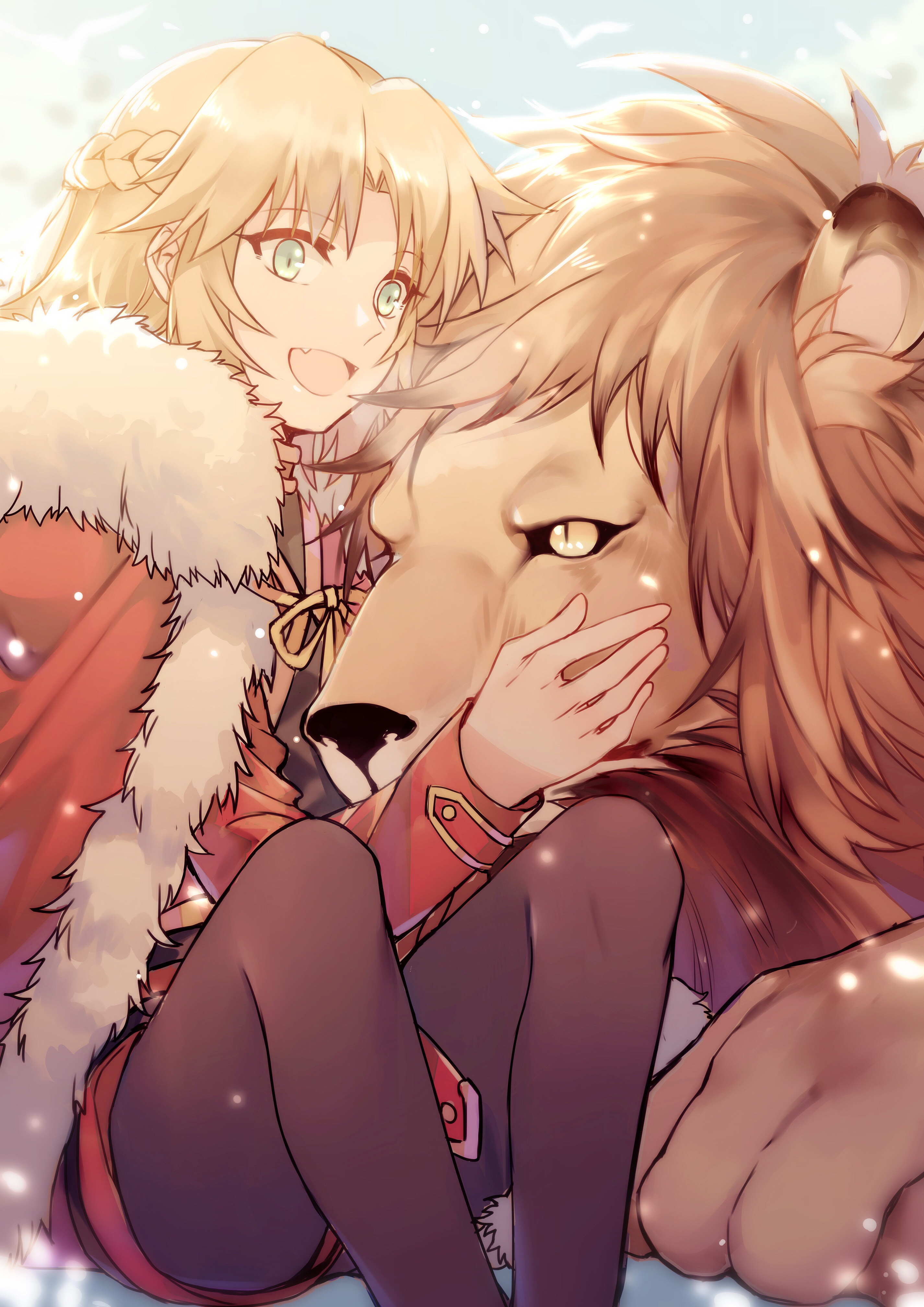 Fate Series Fate Apocrypha Anime Girls Long Hair Blond Hair Lion Green Eyes Saber Of Red Mordred Fat 2851x4032