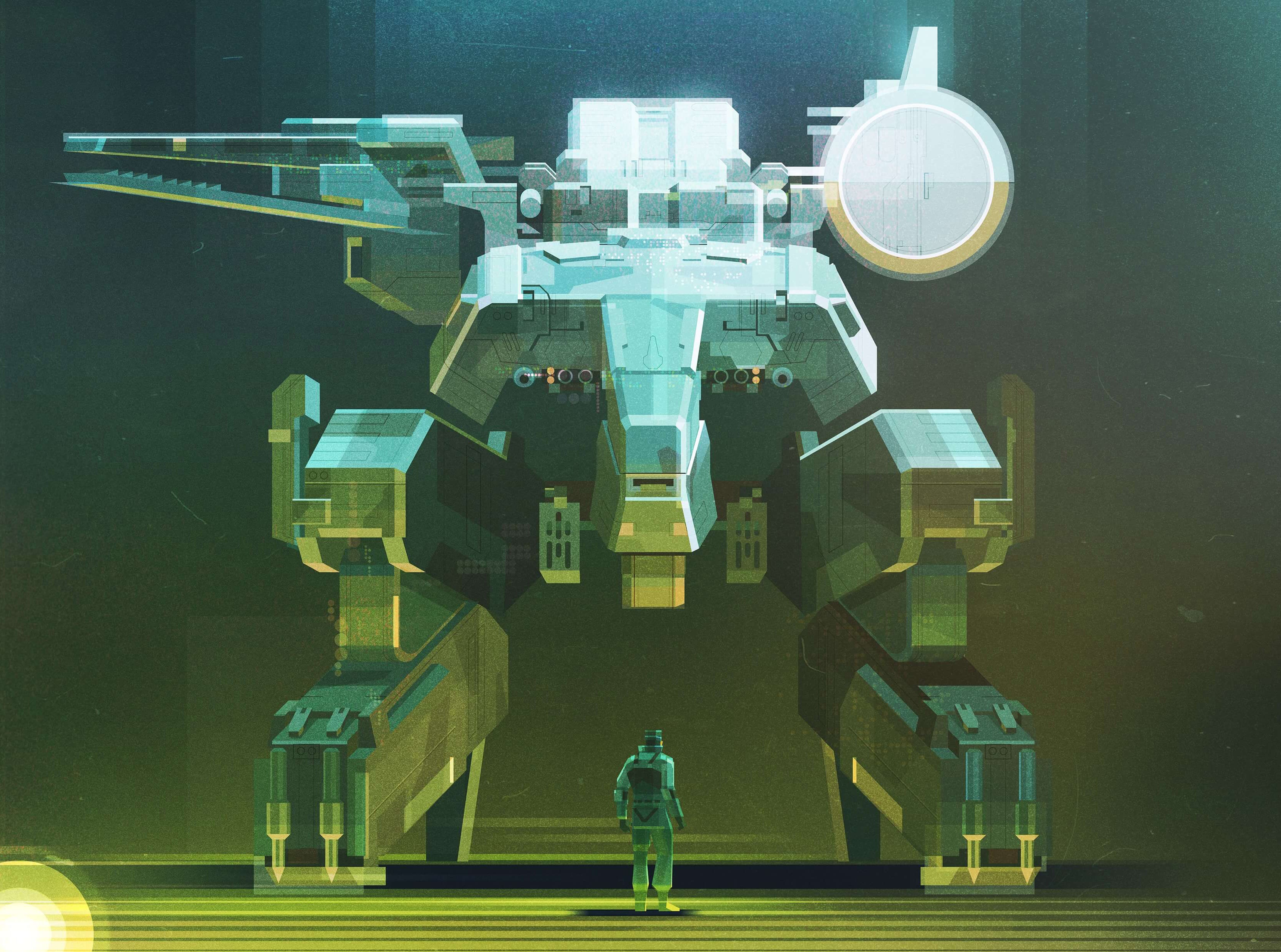 Mech Futuristic Science Fiction Illustration Digital Art Metal Gear Metal Gear Solid 2 Green Solid S 3320x2470