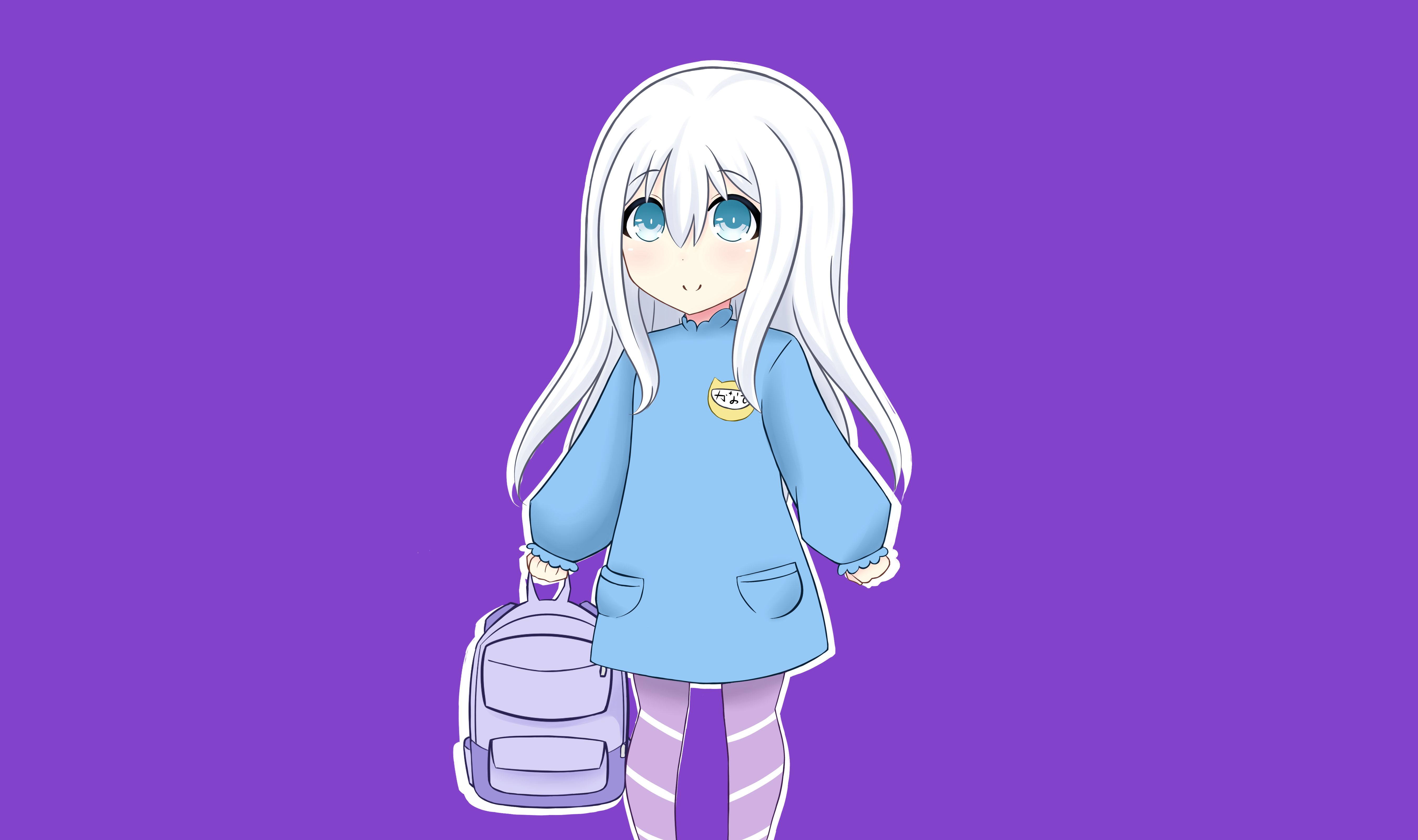 Kanade Silver Date A Live Blue Eyes Simple Background Original Characters Kanade Shimizu White Hair 5400x3200