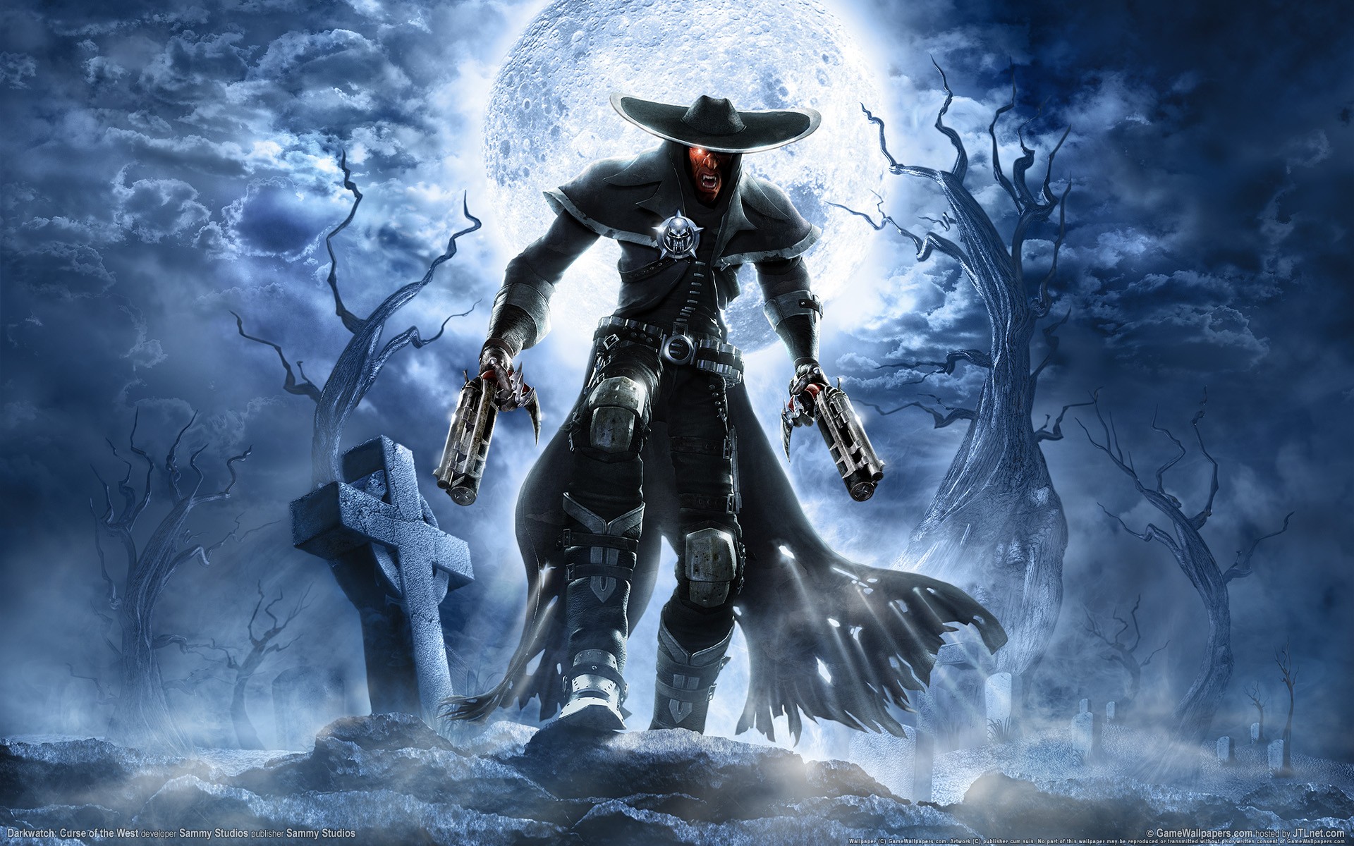 Fantasy Art Glowing Eyes Gun Graveyards Darkwatch Curse Of The West Video Game Art 1920x1200