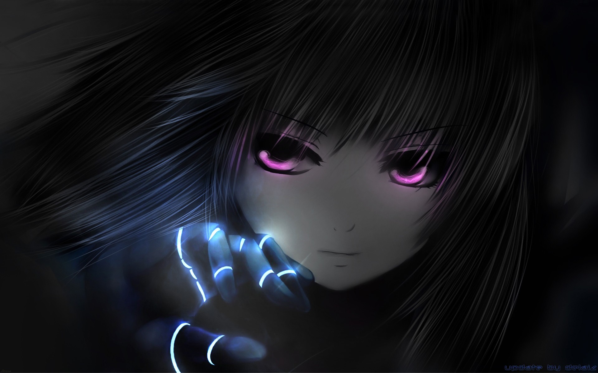 Anime Women Glowing Smoke Purple Eyes Long Hair Dark Hair Bricks King Of Fighters Kula Diamond Anime 1920x1200