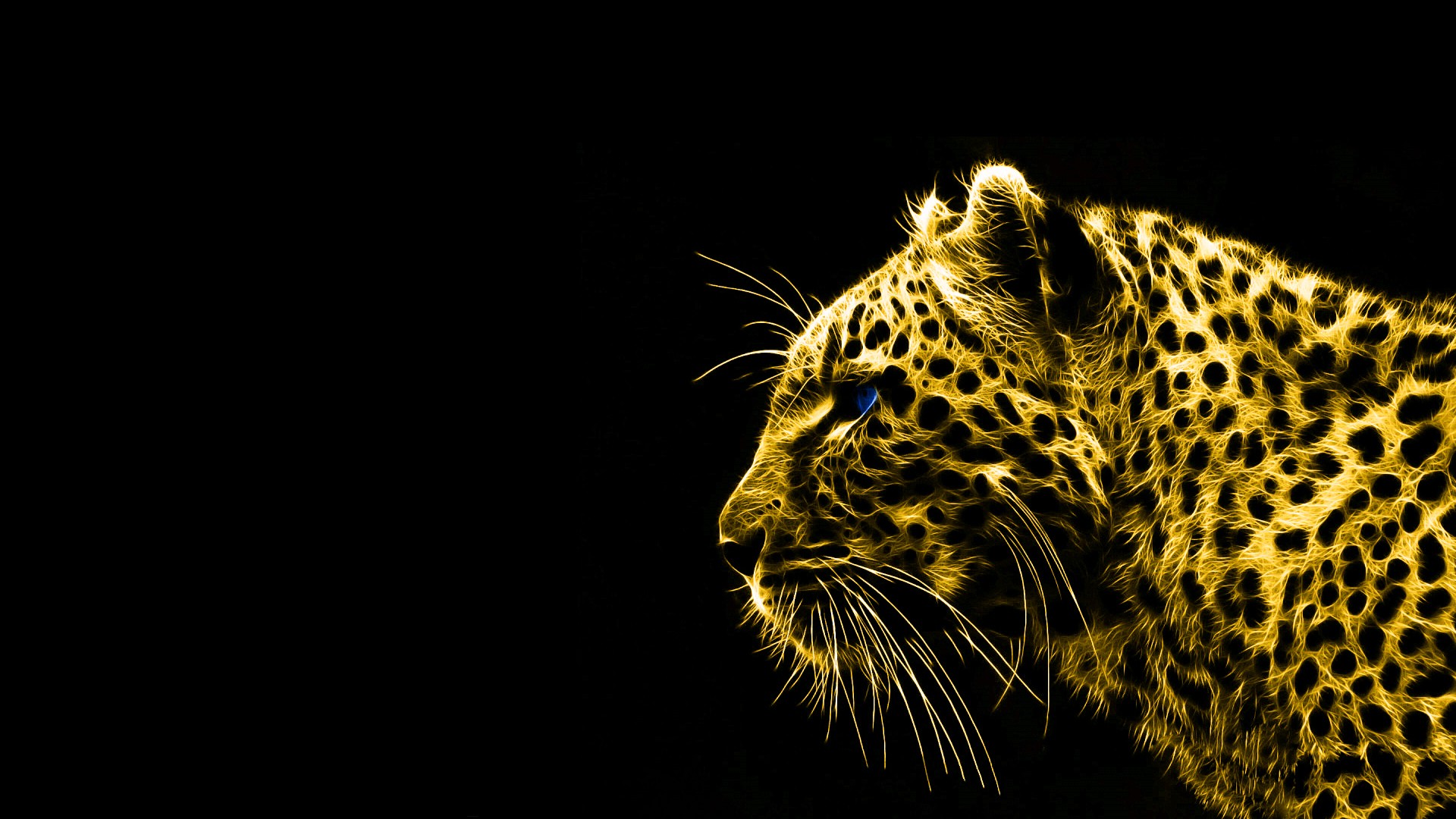 Leopard Animals Black Background Fractalius Leopard Animal Digital Art Simple Background 1920x1080