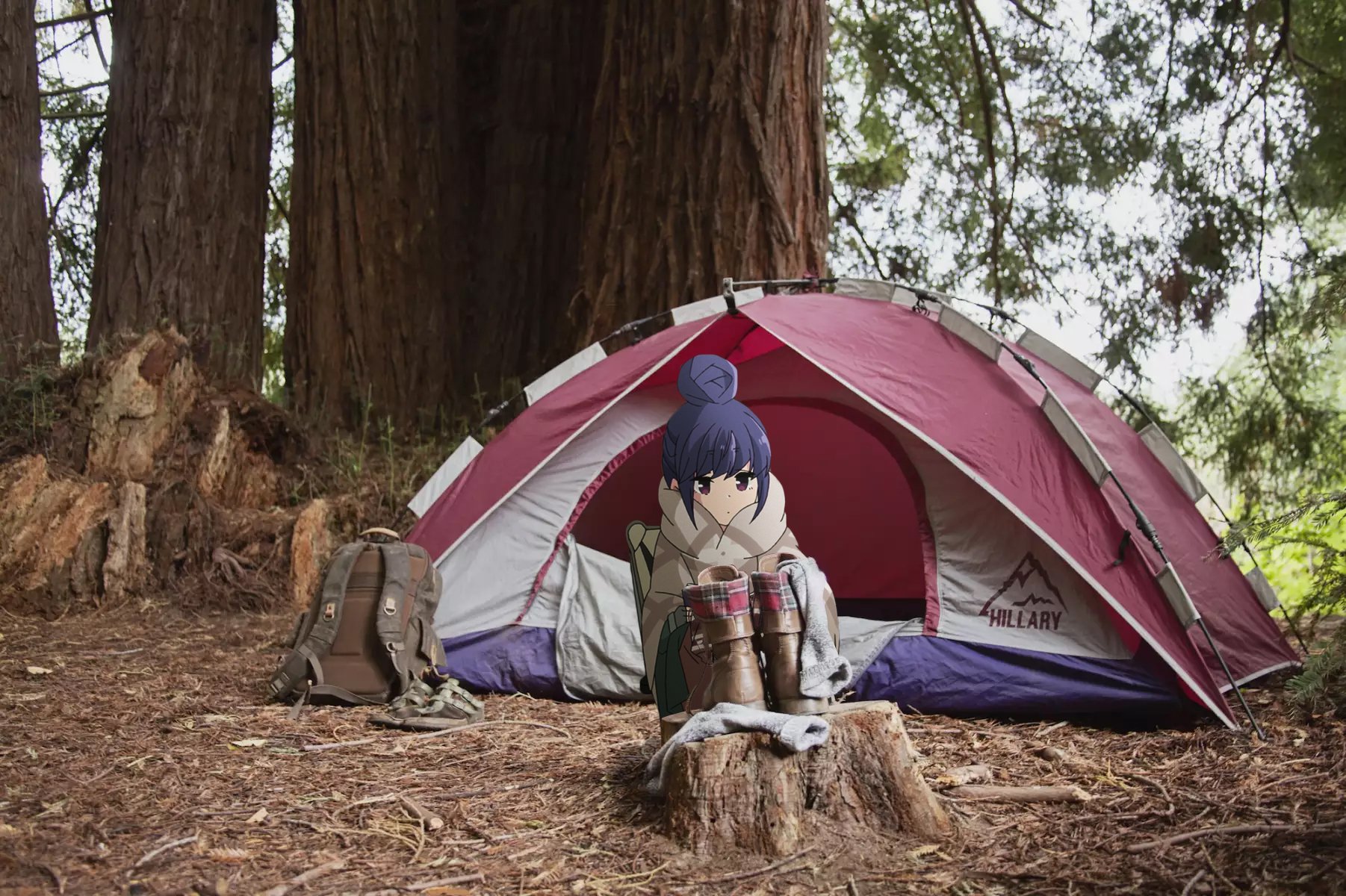 Yuru Camp Rin Shima Anime Girls Camp Tent 1802x1200