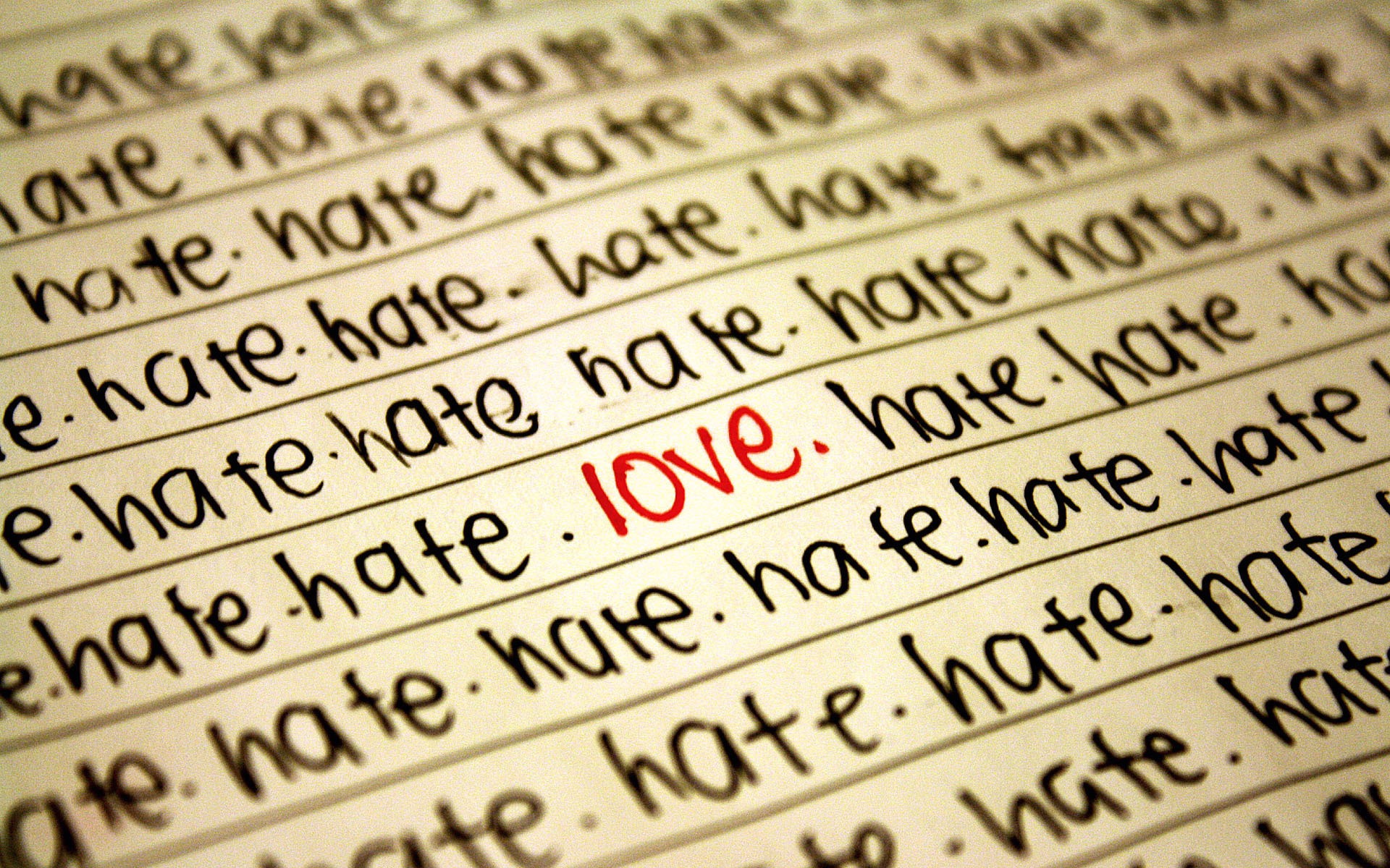 Hate Paper Love Text Beige 1920x1200