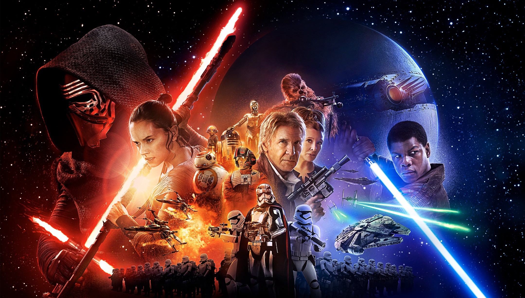 Star Wars Star Wars The Force Awakens Kylo Ren Han Solo BB 8 Chewbacca Captain Phasma R2 D2 C 3PO Lu 2159x1227