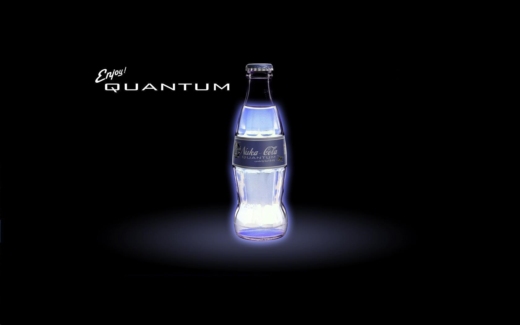 Fallout Nuka Cola Digital Art Typography Video Games Black Background Bottles 1680x1050