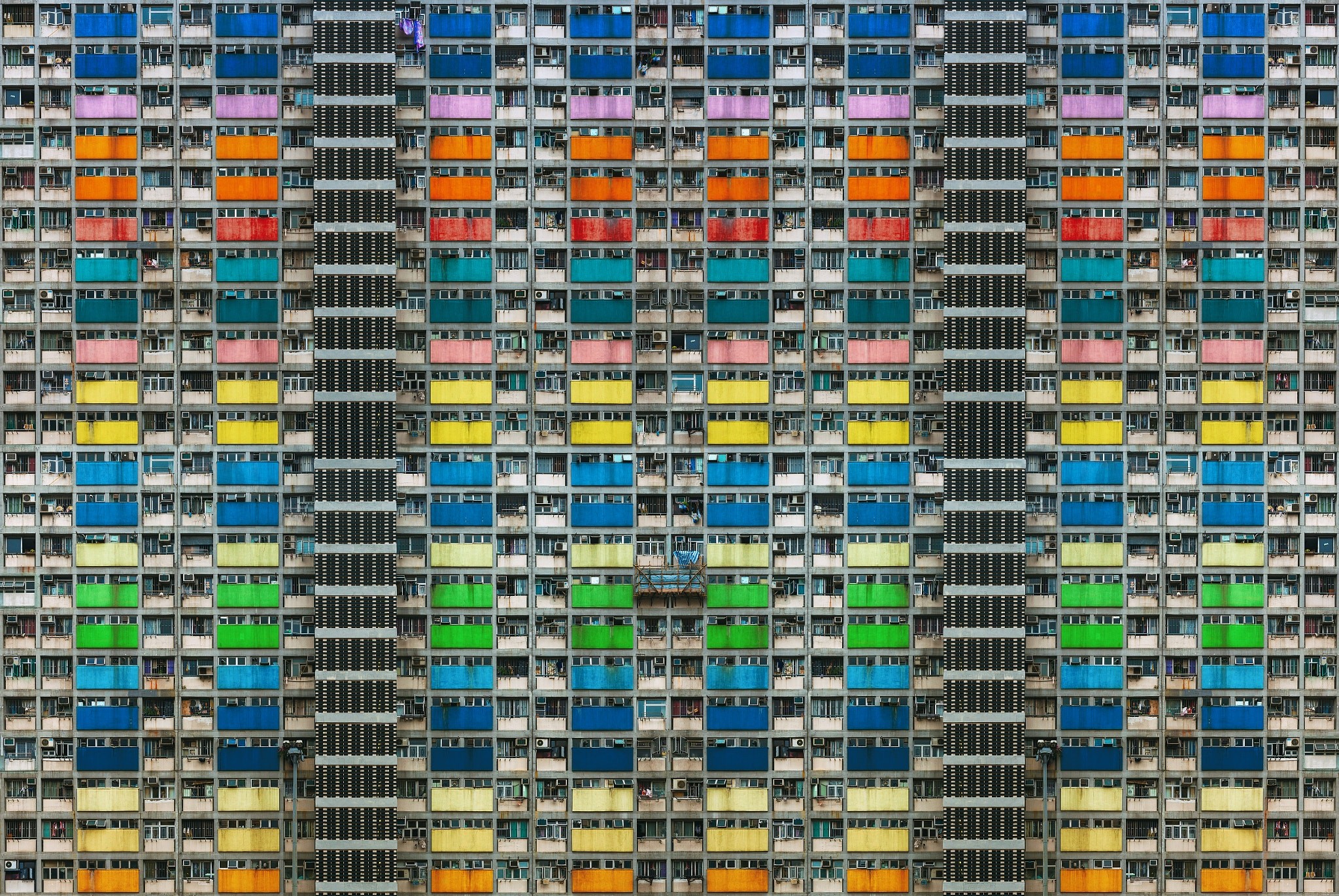 Apartments Cityscape Hong Kong Stacked Colorful 2048x1371
