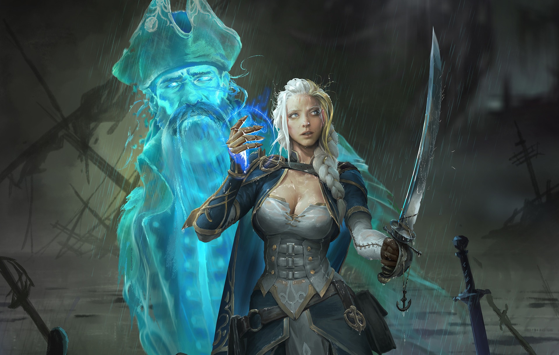 Fantasy Girl Fantasy Art Artwork World Of Warcraft Jaina Proudmoore Cyan Rain Ghost 1920x1220