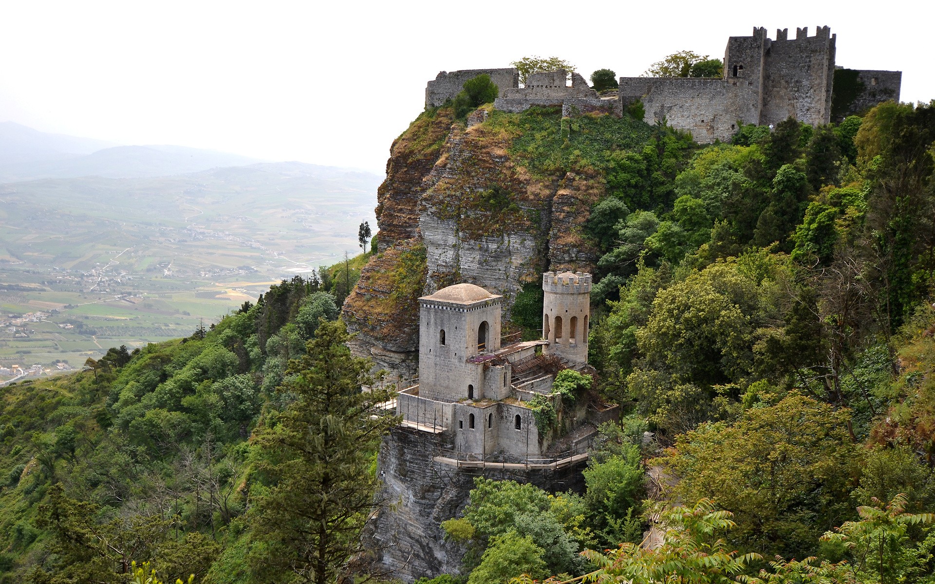 Nature Landscape Castle Sicily Town Cliff 1920x1200